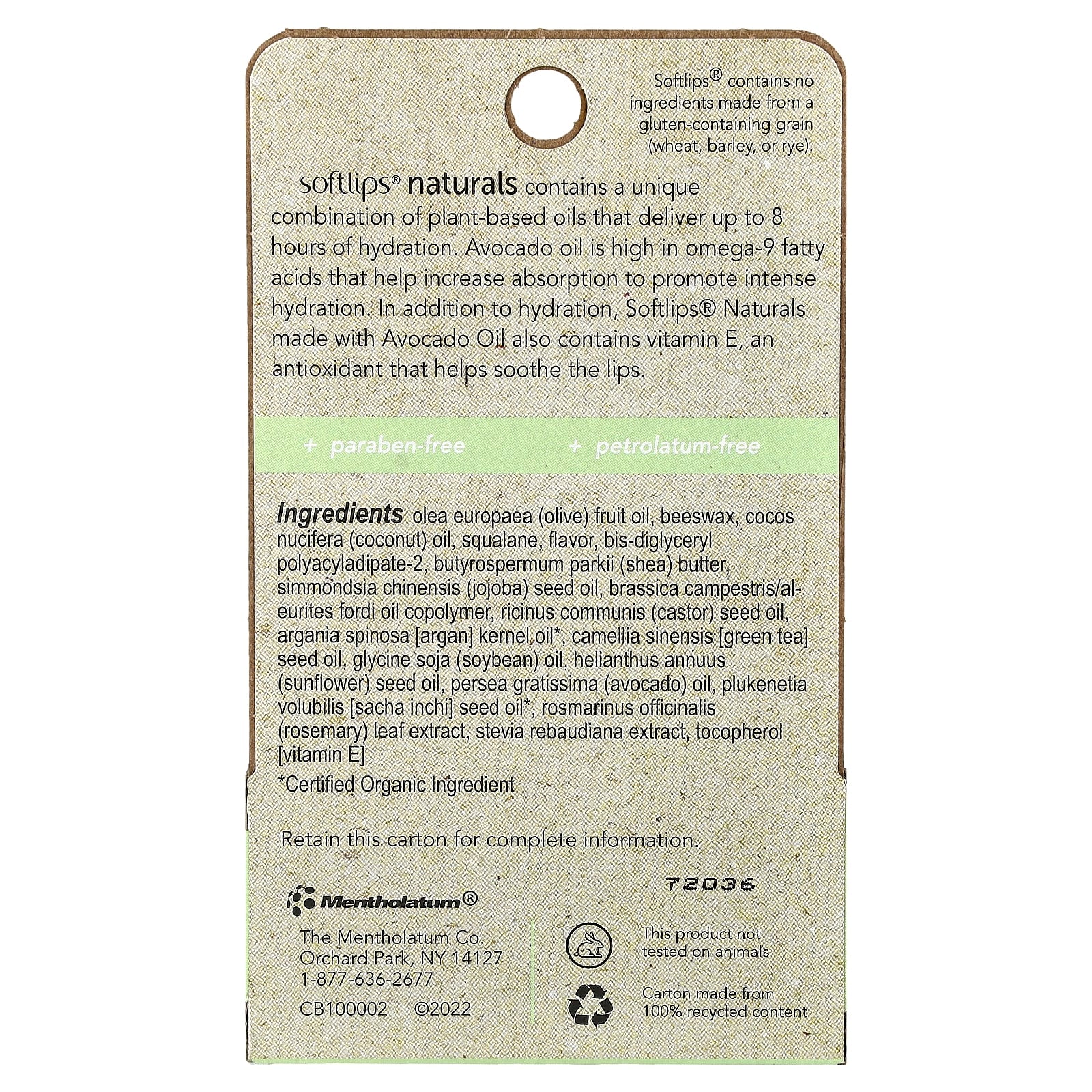 Softlips, Naturals Lip Balm with Avocado Oil, Honey Mint, 2 Sticks, 0.15 oz (4.2 g) Each