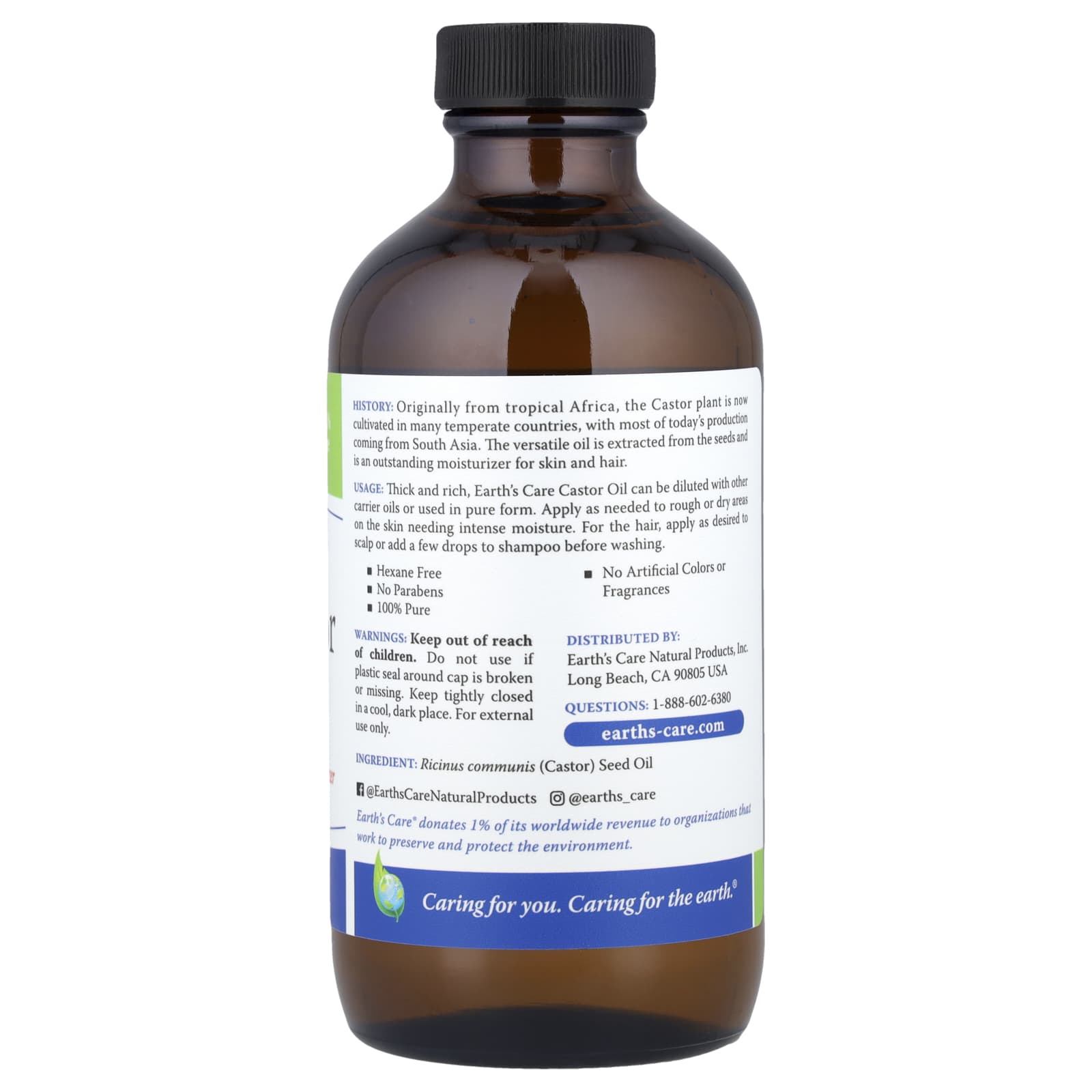 Earth's Care, 100% Pure Castor Oil, 8 fl oz (236 ml)