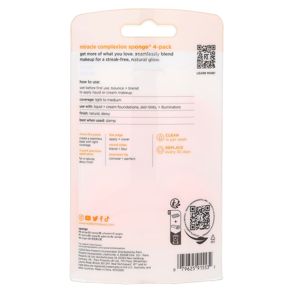 Real Techniques, Miracle Complexion Sponge®, 4 Pack