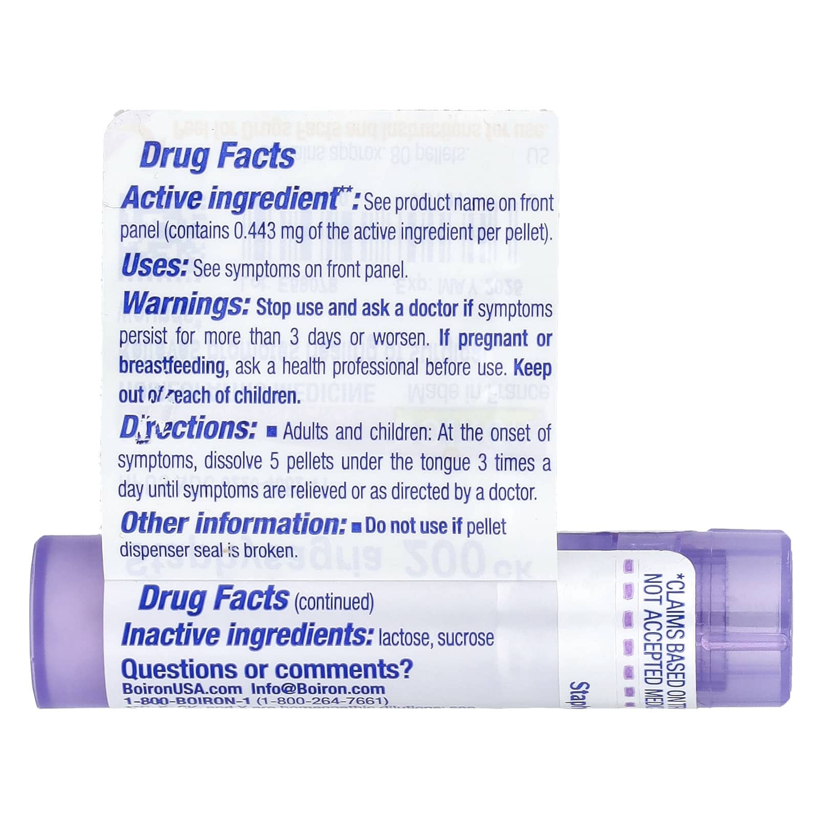 Boiron, Staphysagria, 200CK, Itch Relief, Approx 80 Pellets
