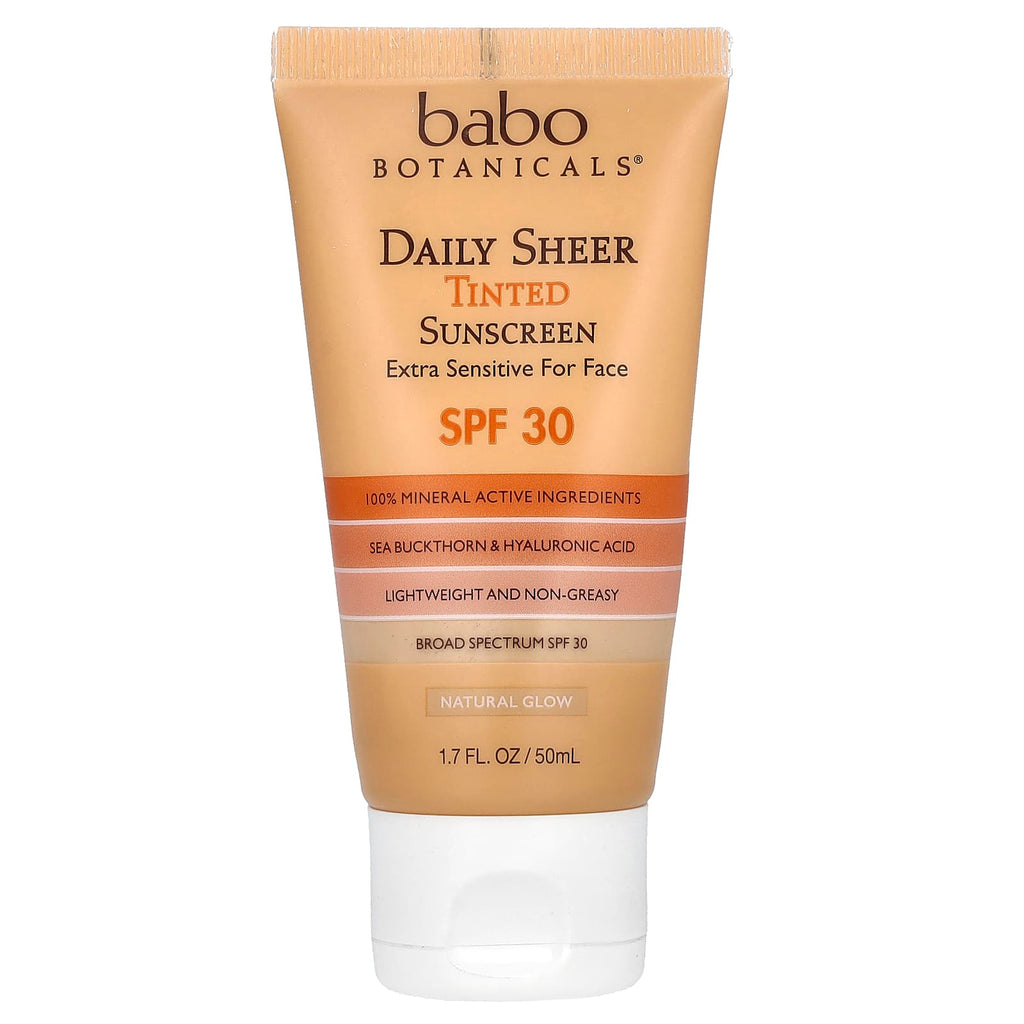 Babo Botanicals, Daily Sheer Tinted Sunscreen, SPF 30, Natural Glow, Fragrance Free, 1.7 fl oz (50 ml)