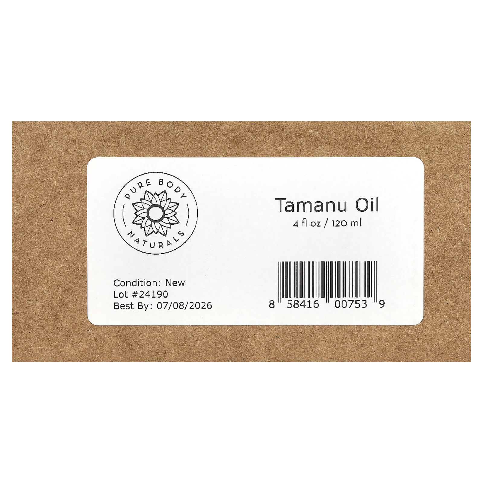 Pure Body Naturals, Tamanu Overnight Miracle Oil, 4 fl oz (120 ml)