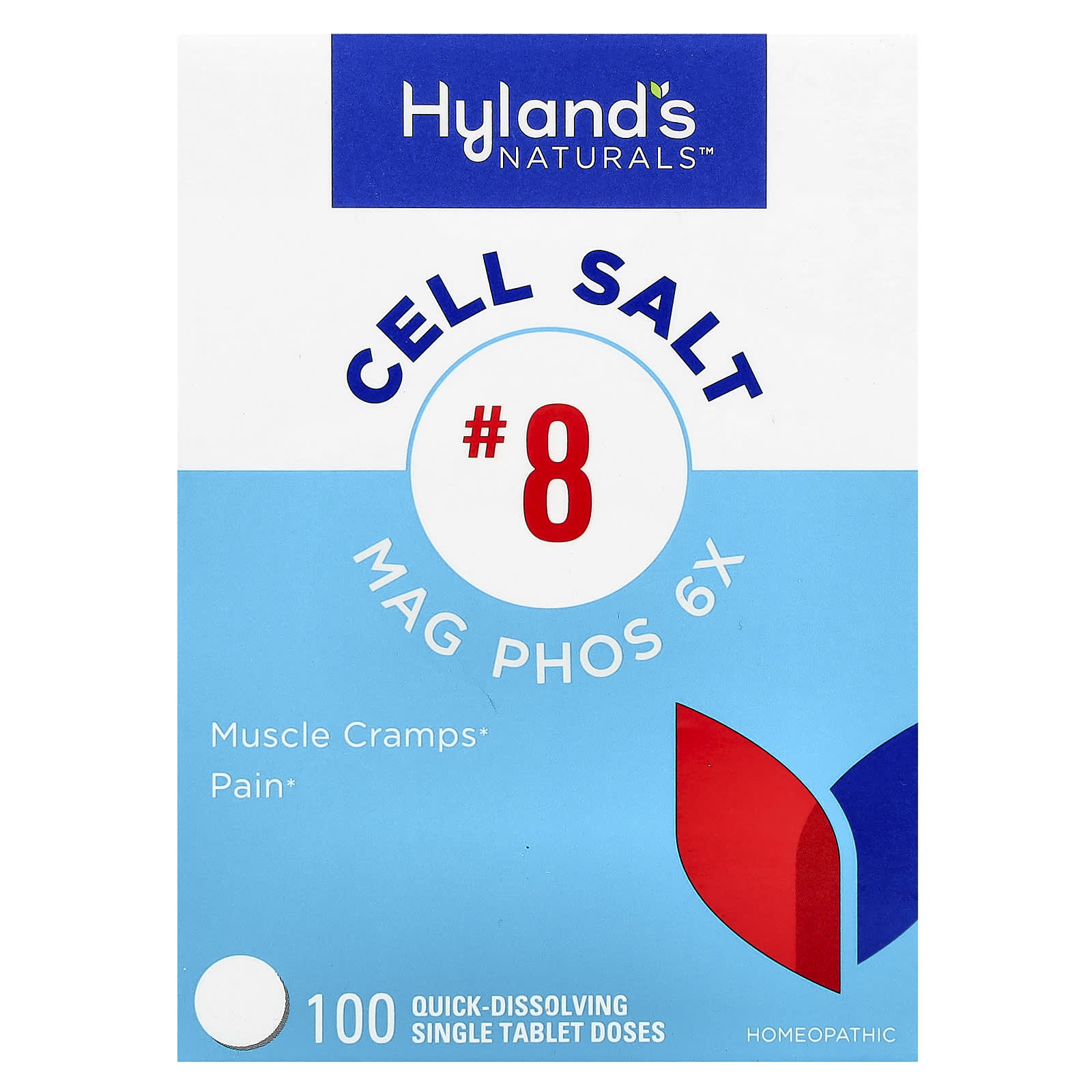 Hyland's Naturals, Cell Salt #8, Mag Phos 6X, 100 Quick-Dissolving Single Tablet