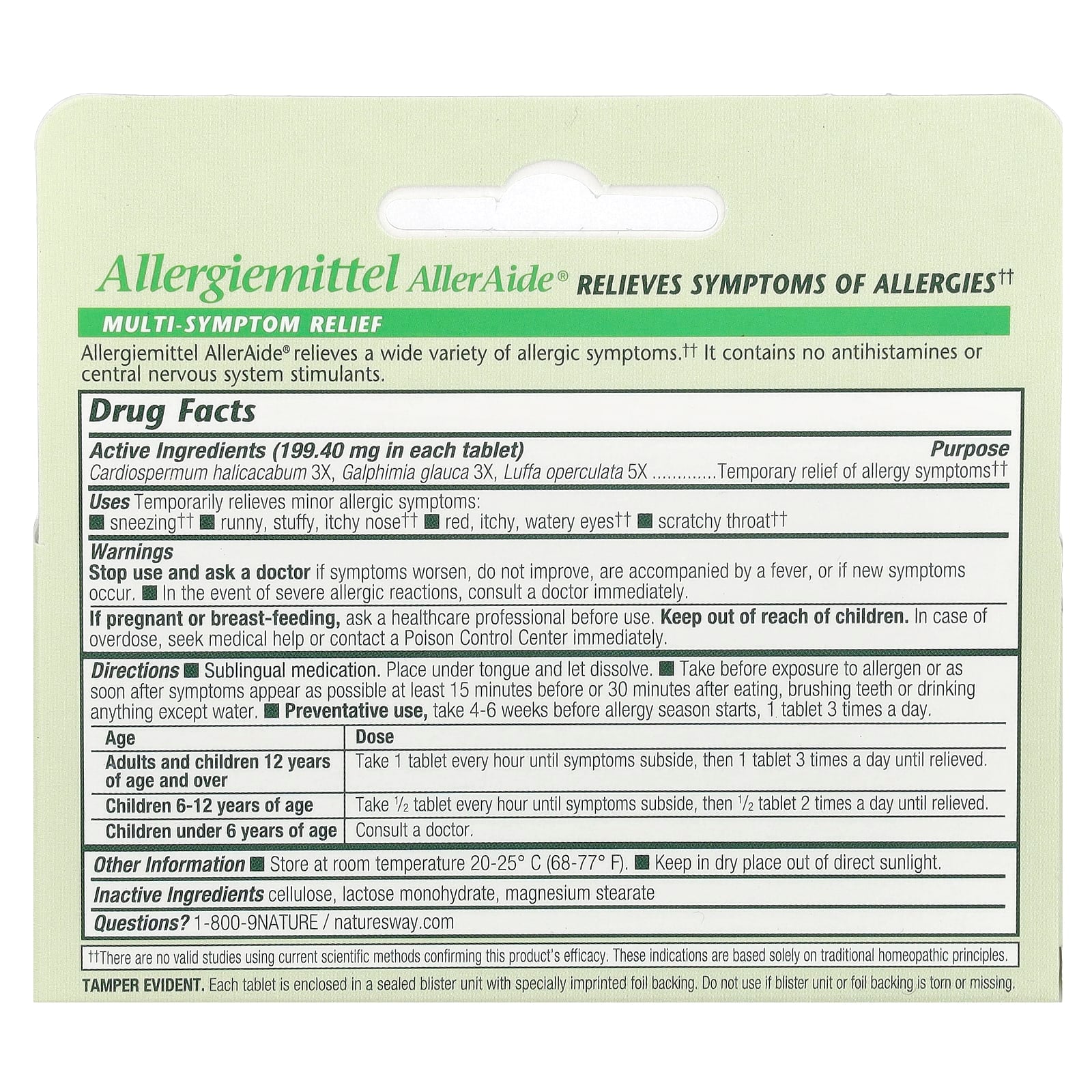 Boericke & Tafel, Allergiemittel AllerAide®, Allergy Relief, 40 Tablets