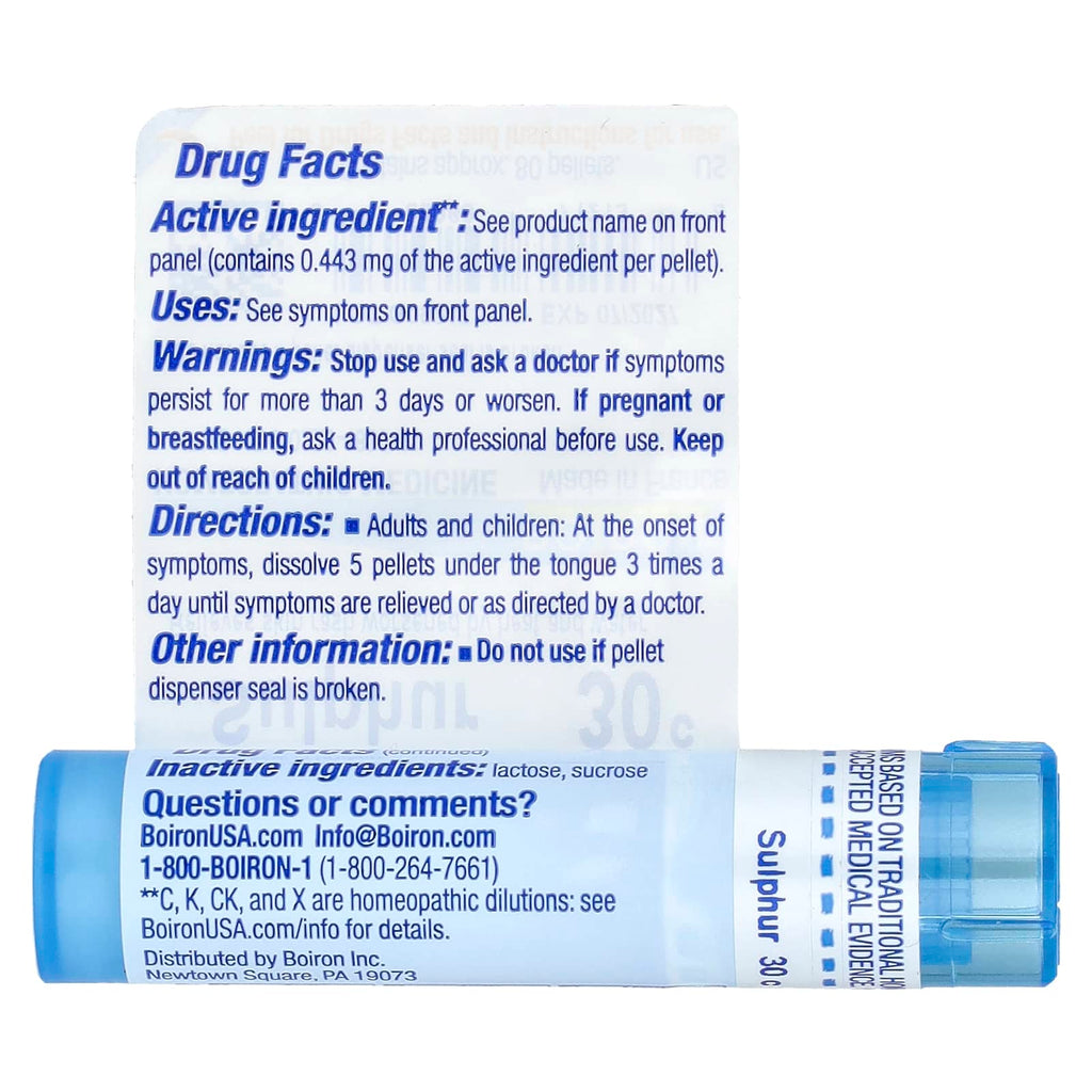 Boiron, Sulphur, 30C, Skin Rash Relief, Approx 80 Pellets