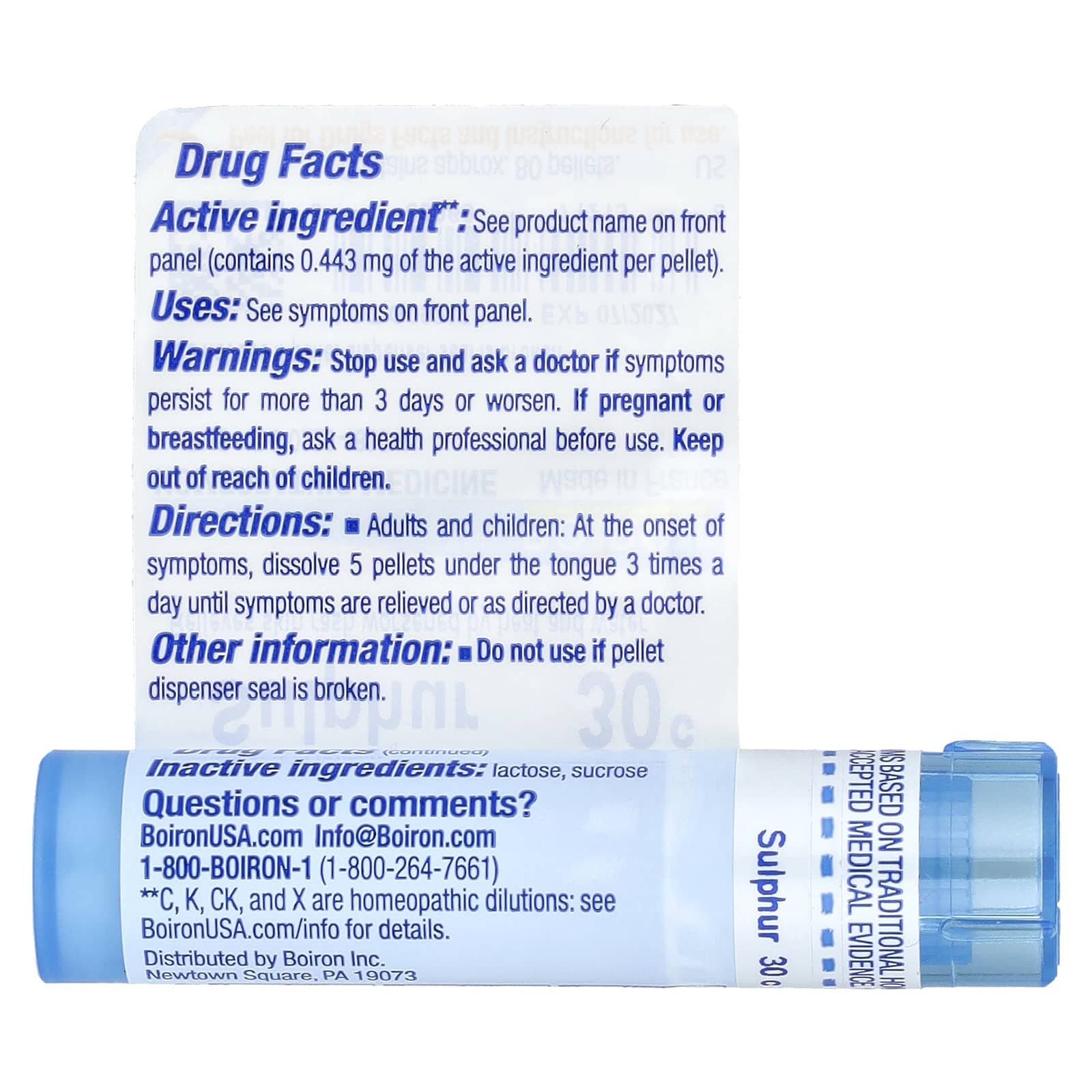 Boiron, Sulphur, 30C, Skin Rash Relief, Approx 80 Pellets