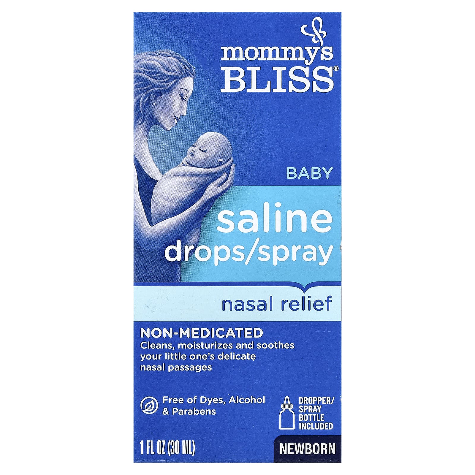 Mommy's Bliss, Baby Saline Drops/Spray Nasal Relief, Newborn , 1 fl oz (30 ml)