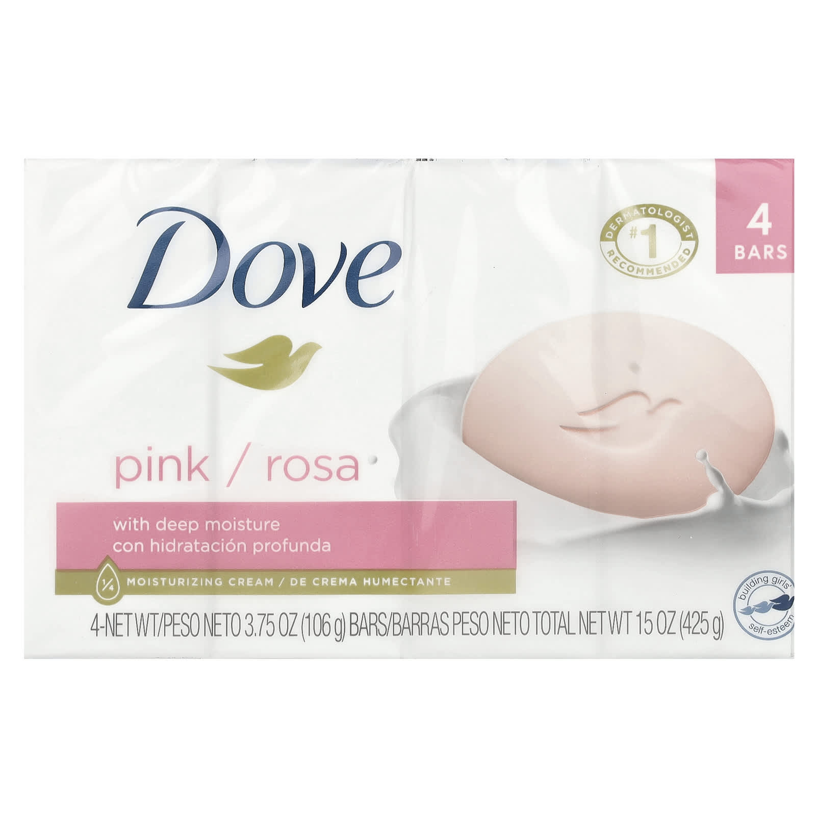 Dove, Beauty Bar Soap with Deep Moisture, Pink, 4 Bars, 3.75 oz (106 g) Each
