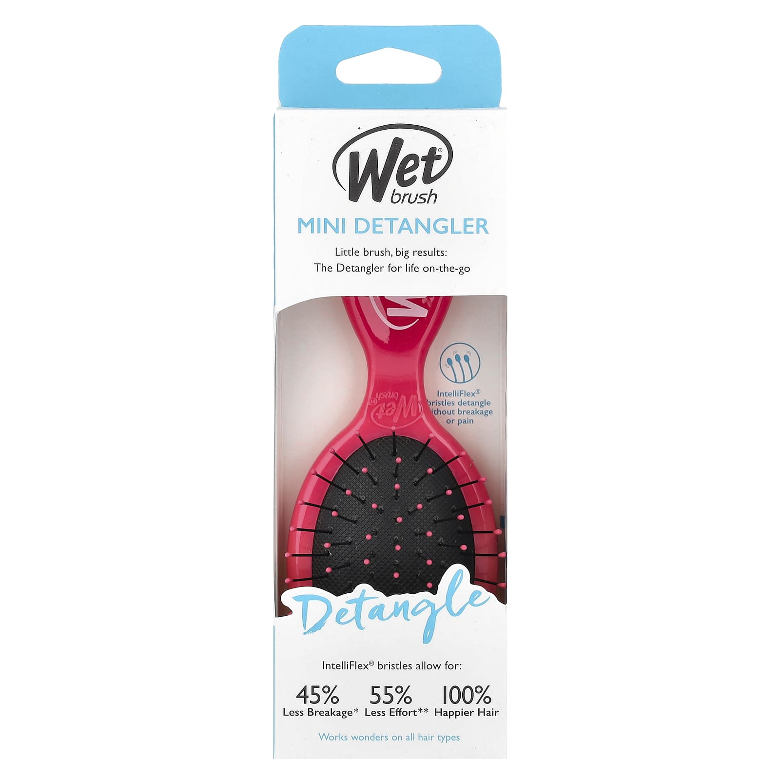 Wet Brush, Mini Detangler Brush, Pink, 1 Brush
