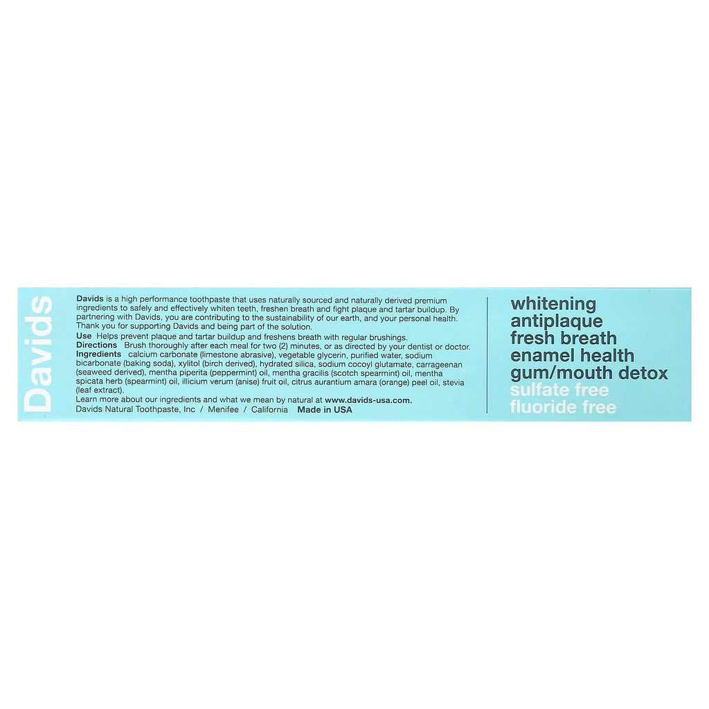 Davids, Whitening + Antiplaque Toothpaste, Natural Spearmint , 5.25 oz (149 g)