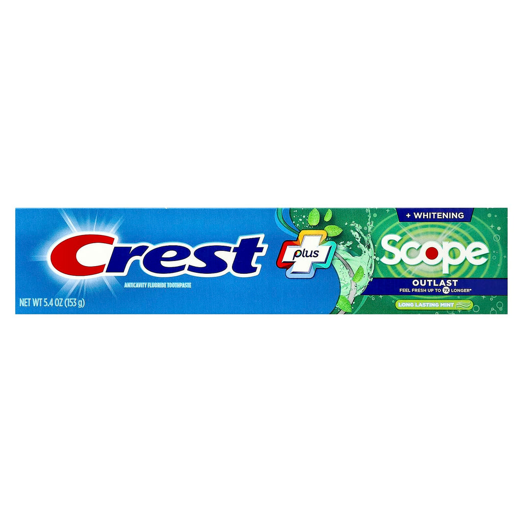 Crest, Plus, Scope, Outlast + Whitening, Anticavity Fluoride Toothpaste, Mint, 5.4 oz (153 g)
