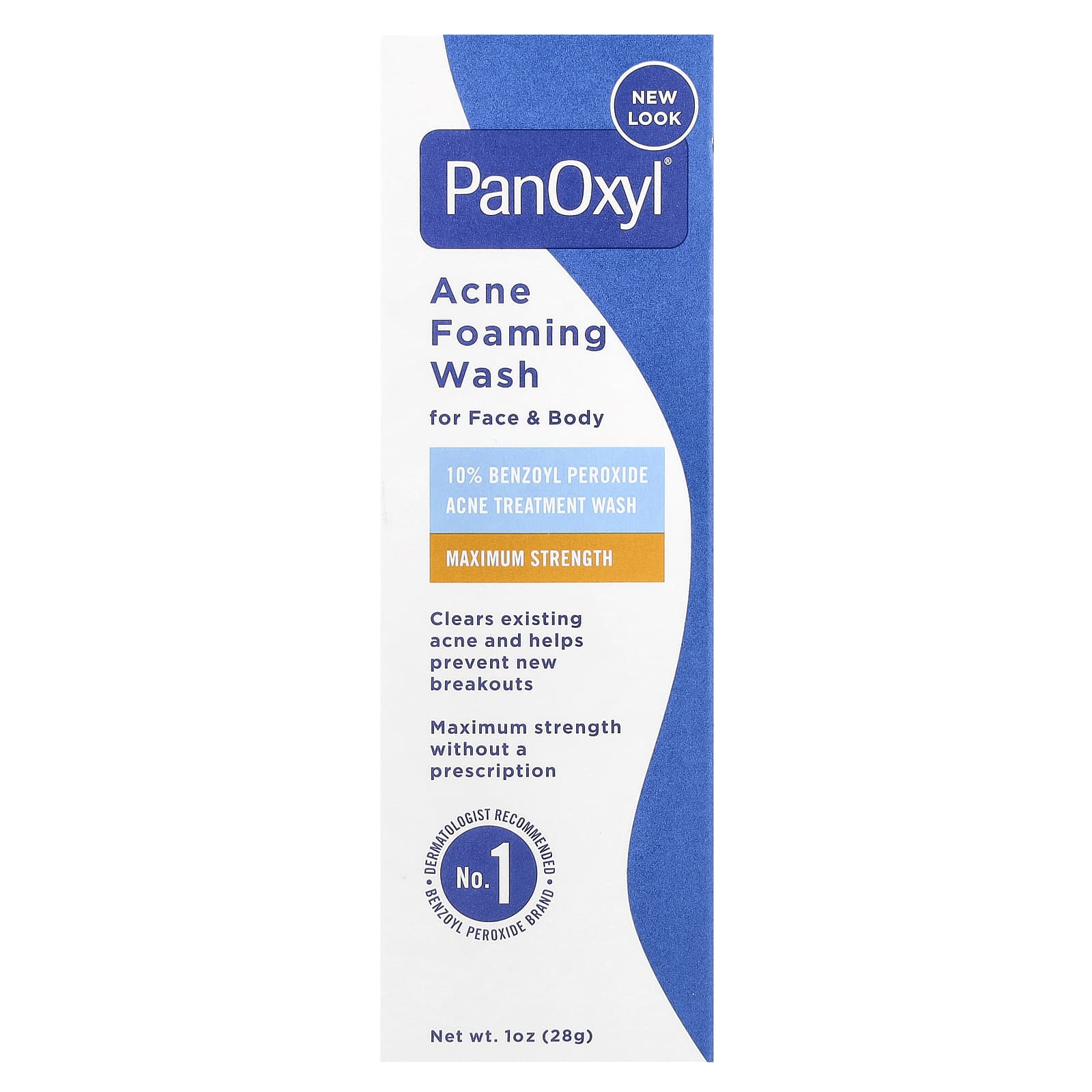 PanOxyl, Acne Foaming Wash, For Face & Body, Maximum Strength, 1 oz (28 g)