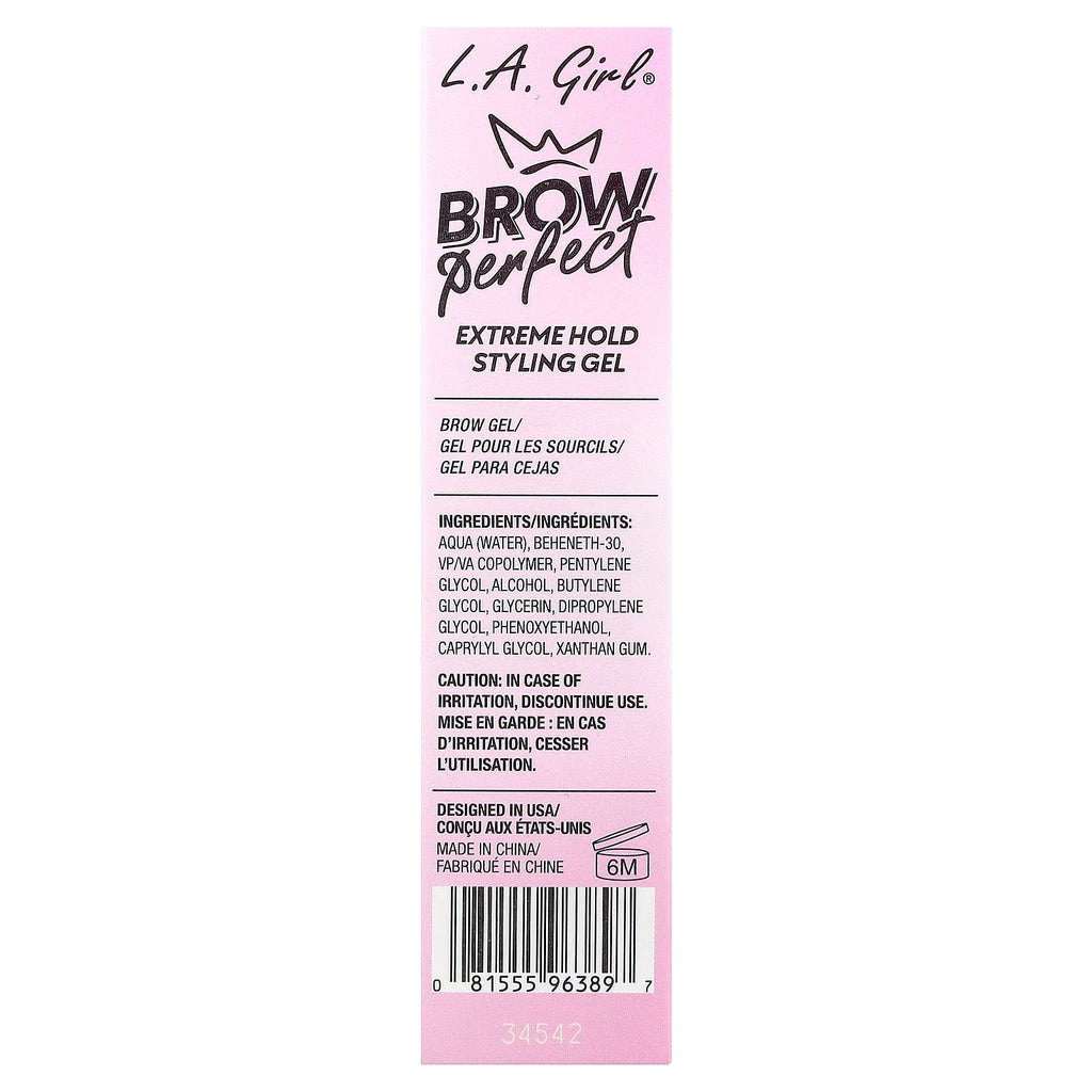 L.A. Girl, Brow Perfect, Extreme Hold Styling Gel, GBG389 Clear, 0.16 oz (4.5 g)