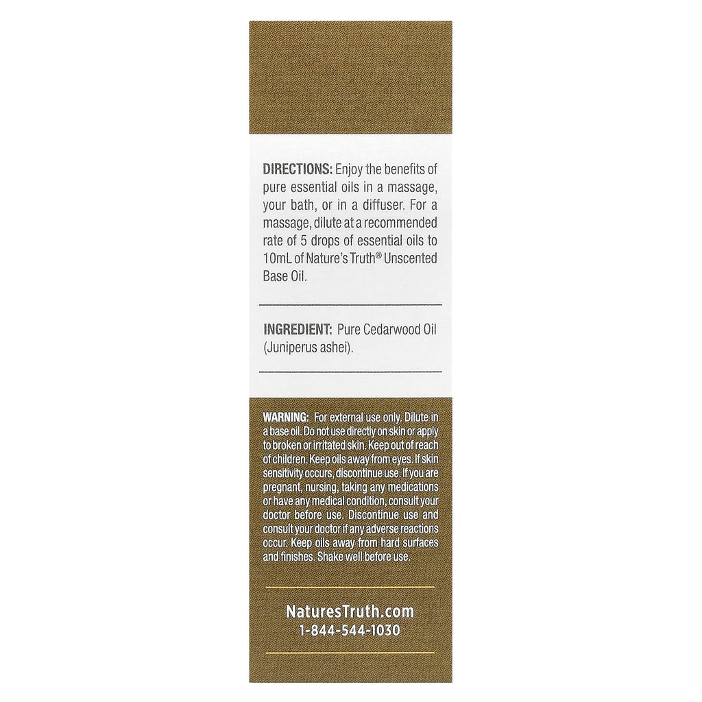 Nature's Truth, Pure Essential Oil, Balancing Cedarwood, 0.51 fl oz (15 ml)