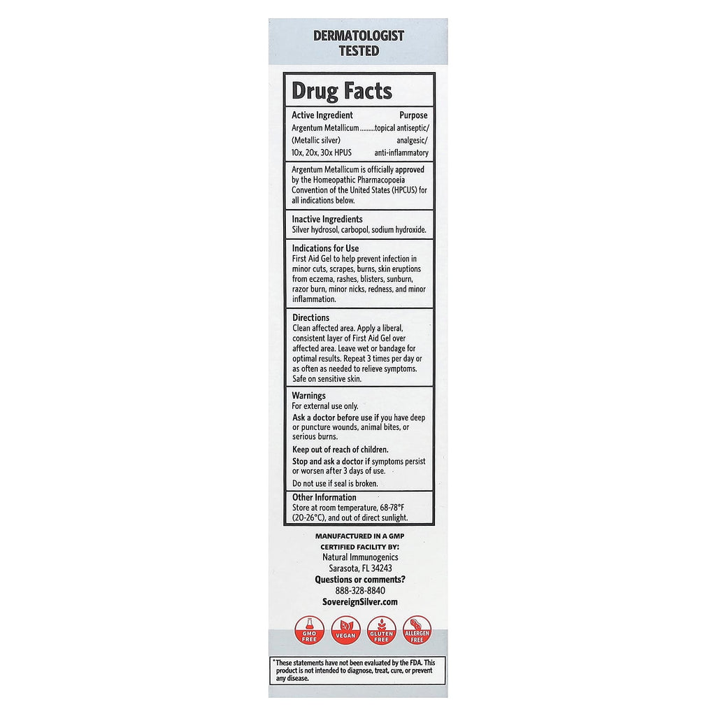 Sovereign Silver, First Aid Gel, 0.5 fl oz (14.5 ml)
