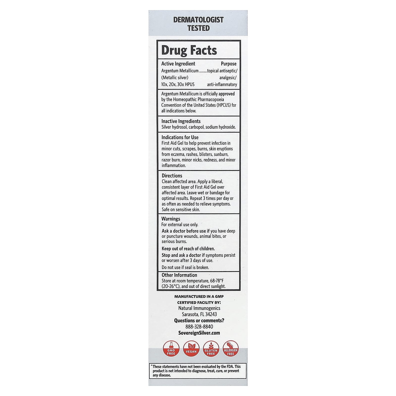 Sovereign Silver, First Aid Gel, 0.5 fl oz (14.5 ml)