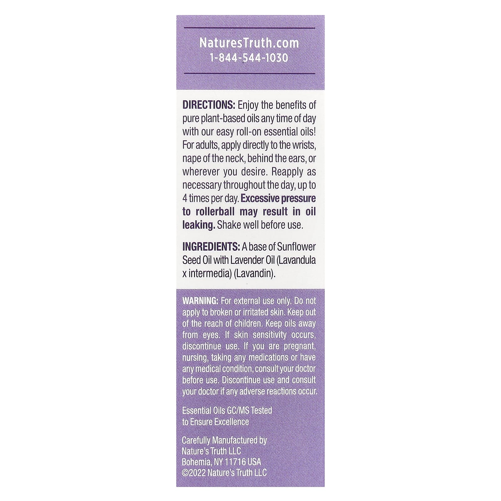 Nature's Truth, Essential Oil, On The Go Roll-On, Rejuvenating Lavender, 0.33 fl oz (10 ml)