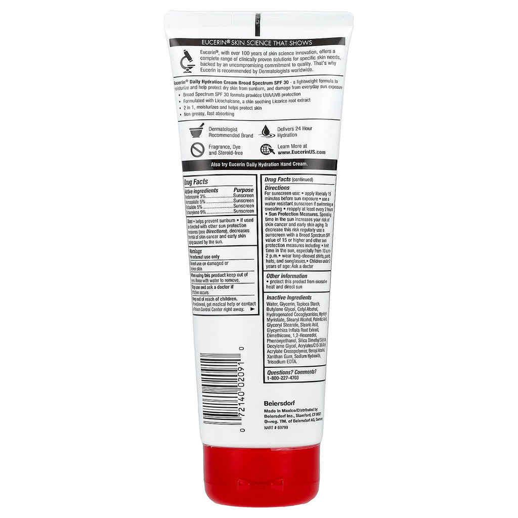 Eucerin, Daily Hydration Cream, SPF 30, Fragrance Free, 8 oz (226 g)