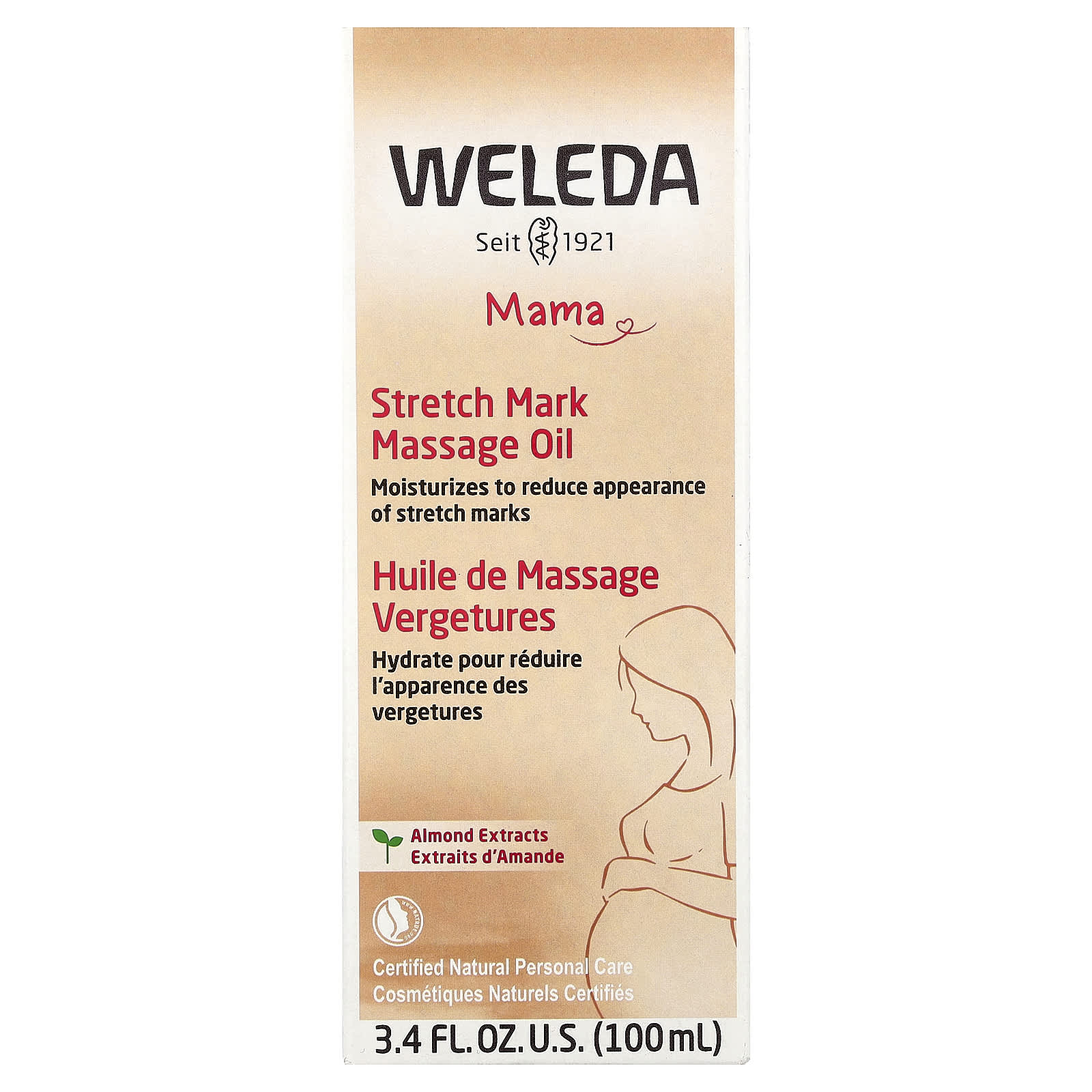 Weleda, Mama, Stretch Mark Massage Oil, Almond Extracts, 3.4 fl oz (100 ml)