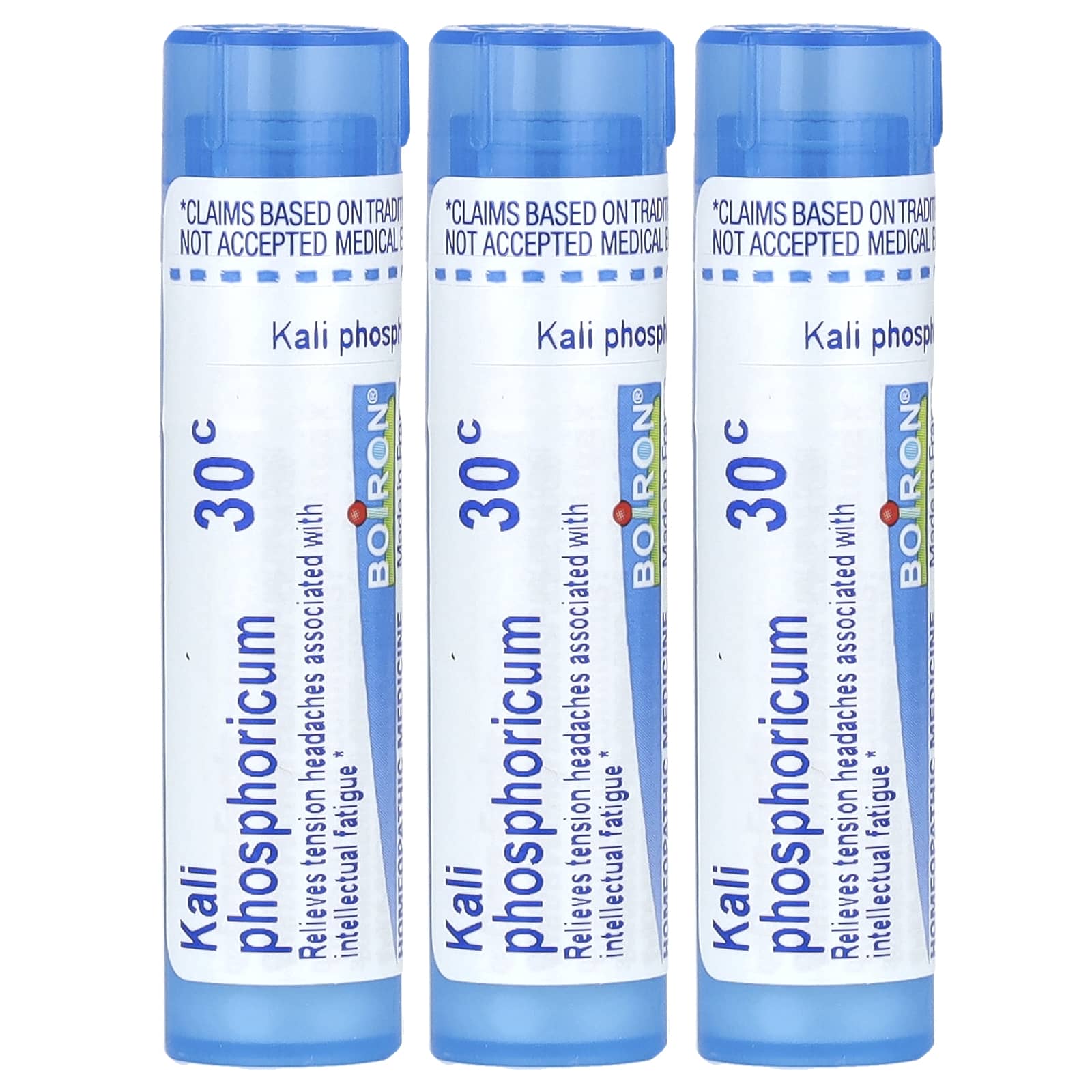 Boiron, Kali Phosphoricum, Mental Fatigue Relief, Meltaway Pellets, 30C, 3 Tubes, Approx. 80 Pellets Each