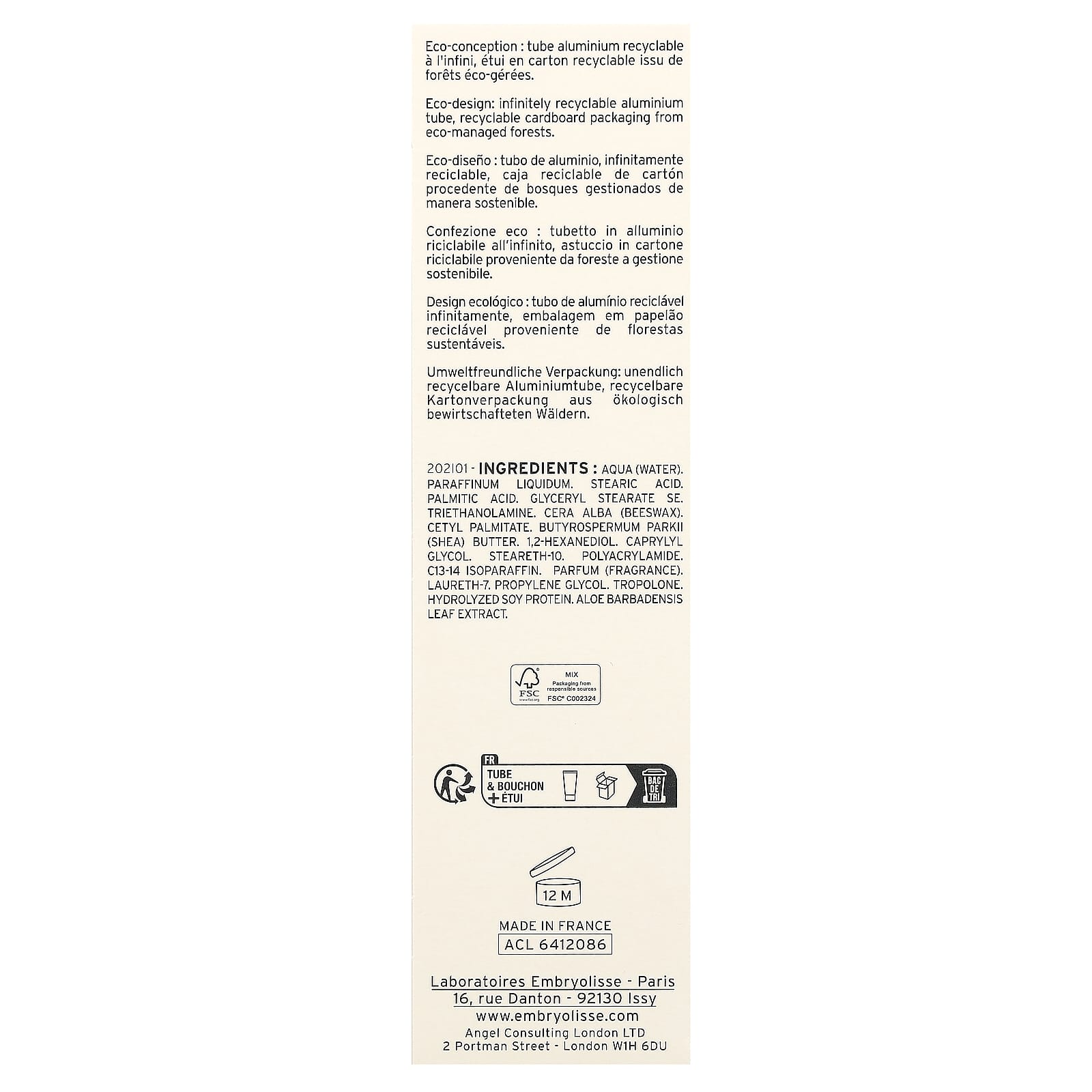 Embryolisse, Lait-Creme Concentre, Multi-Function Moisturizer, 2.54 fl oz (75 ml)