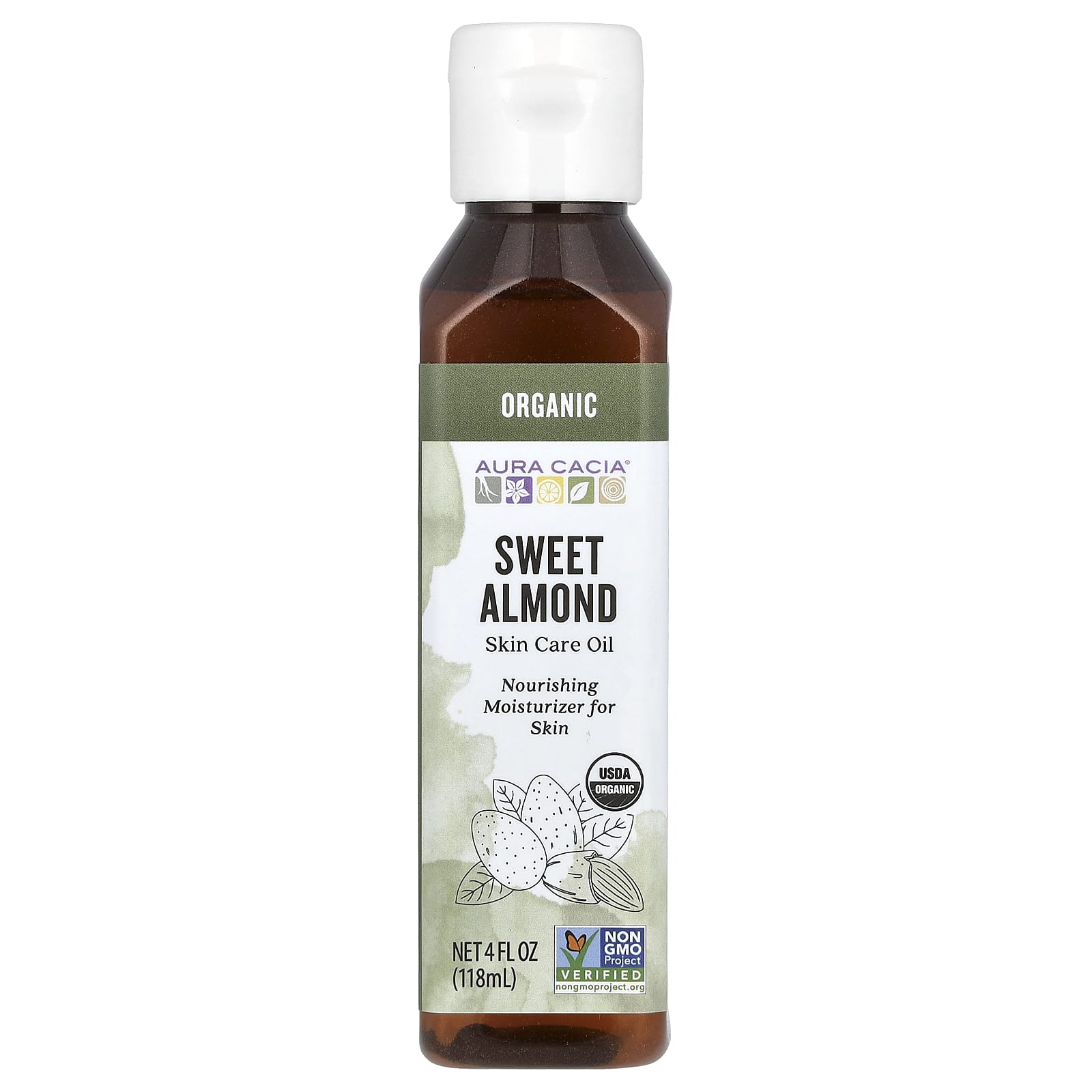 Aura Cacia, Organic, Skin Care Oil, Sweet Almond, 4 fl oz (118 ml)