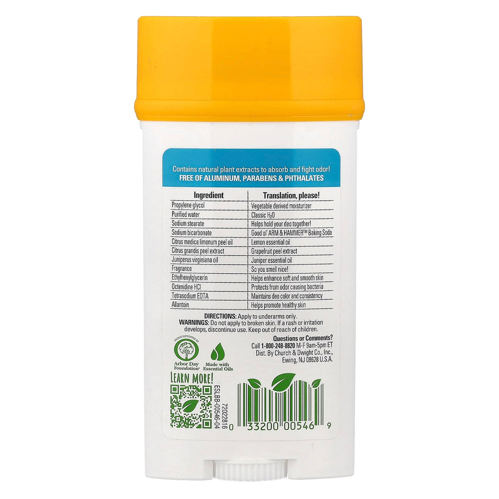 Arm & Hammer, Essentials™ with Natural Deodorizers, Deodorant, Juniper Berry, 2.5 oz (71 g)