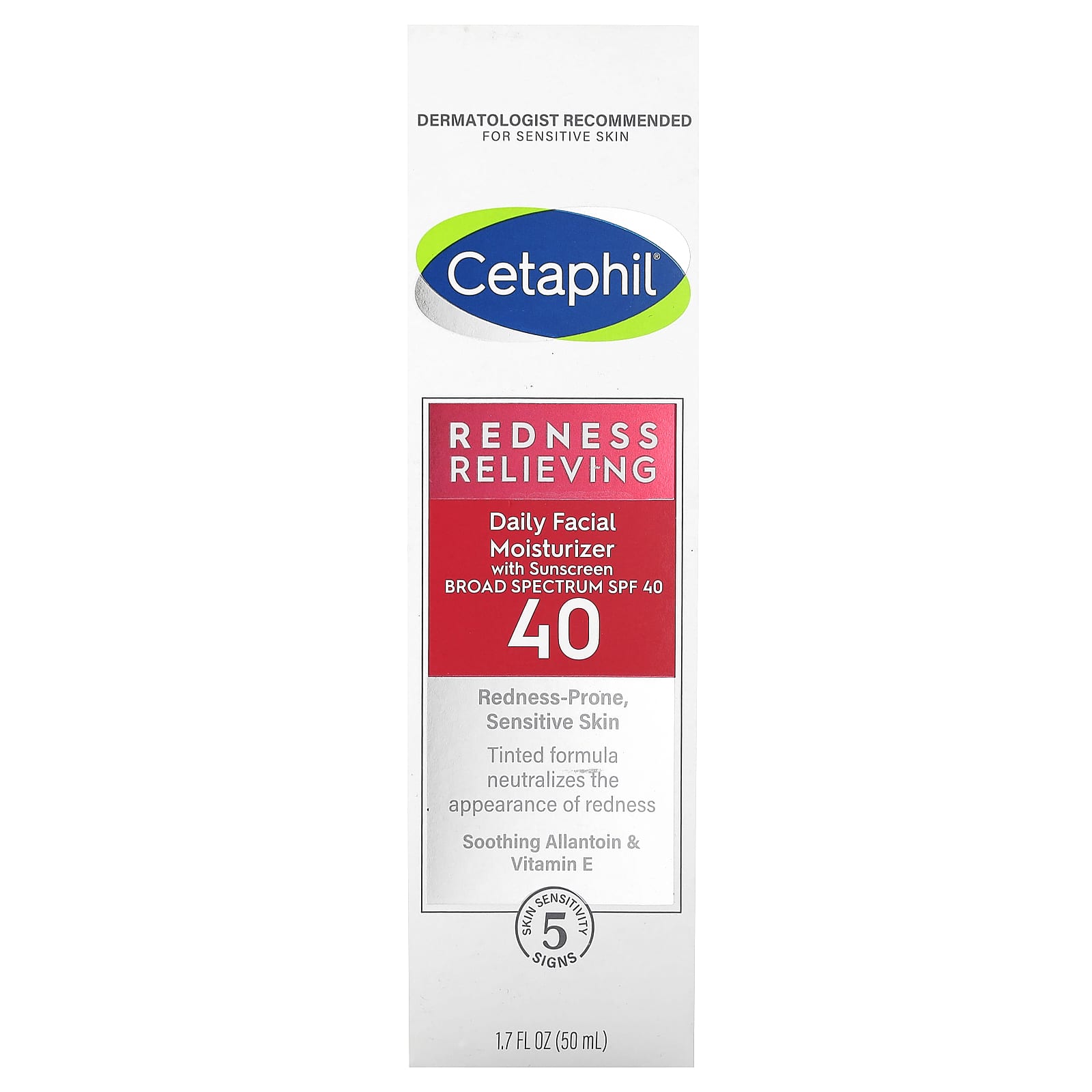 Cetaphil, Redness Relieving, Daily Facial Moisturizer with Sunscreen, SPF 40, 1.7 fl oz (50 ml)