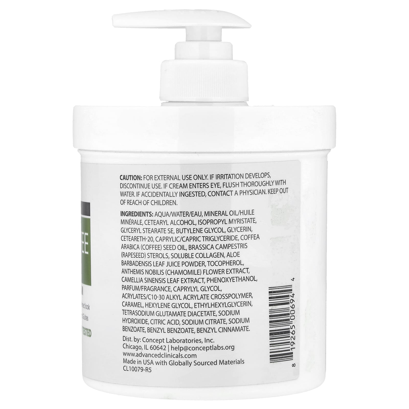 Advanced Clinicals, Green Coffee Bean Oil, Thermo-Firming™ Cream, 16 oz (454 g)