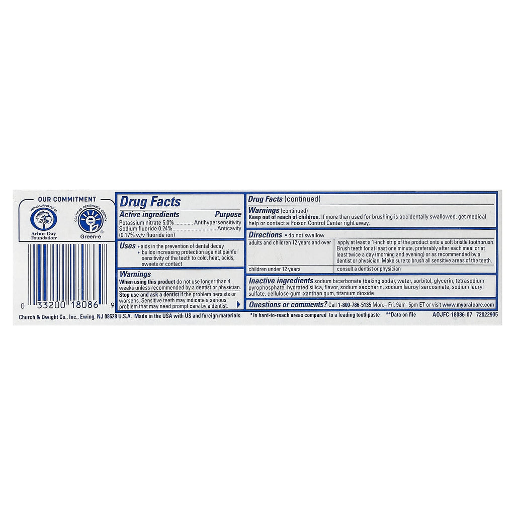 Arm & Hammer, Anticavity Fluoride Toothpaste, Sensitive, Refreshing Mint, 4.5 oz (127 g)