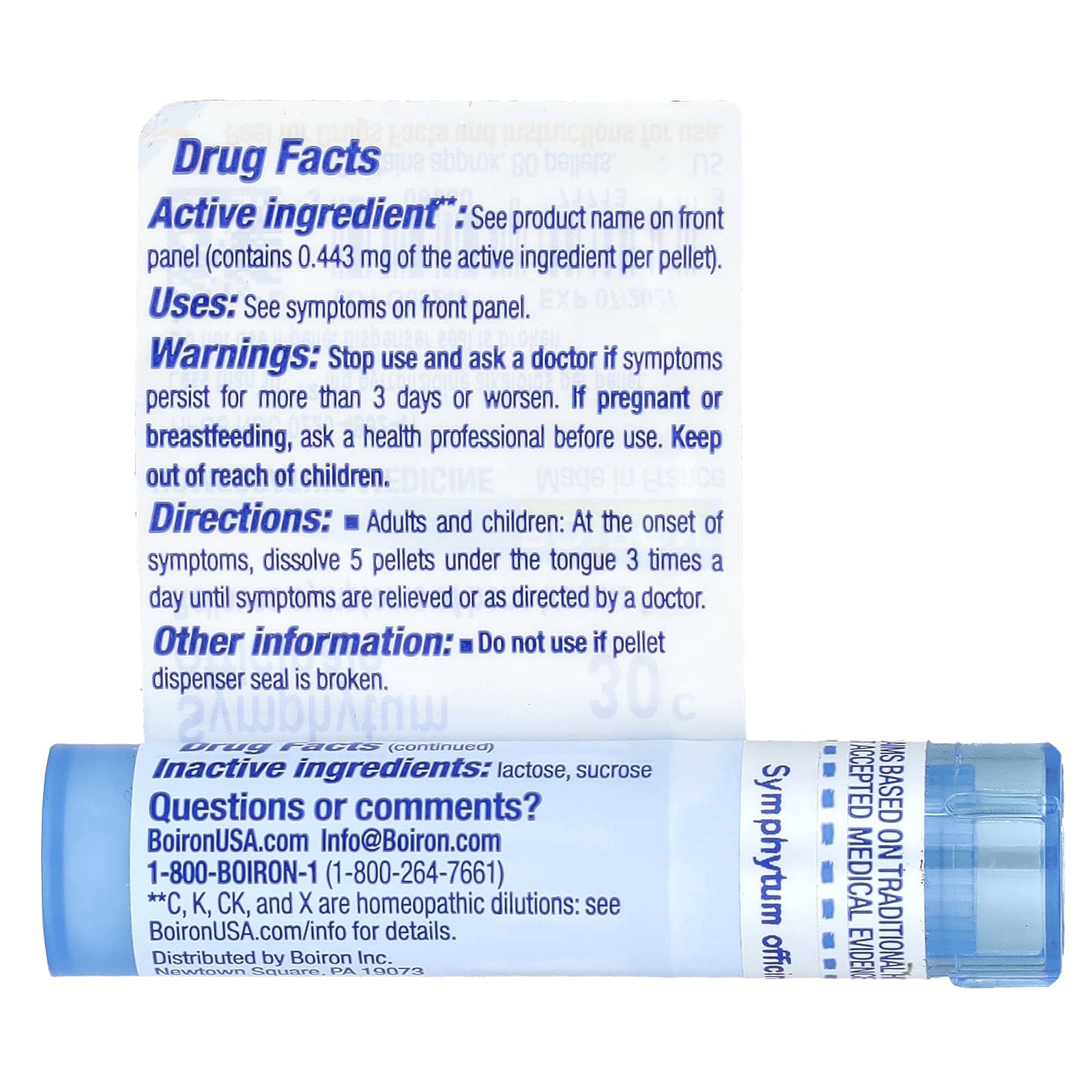 Boiron, Symphytum Officinale, 30C, Bone Pain Relief, Approx 80 Pellets