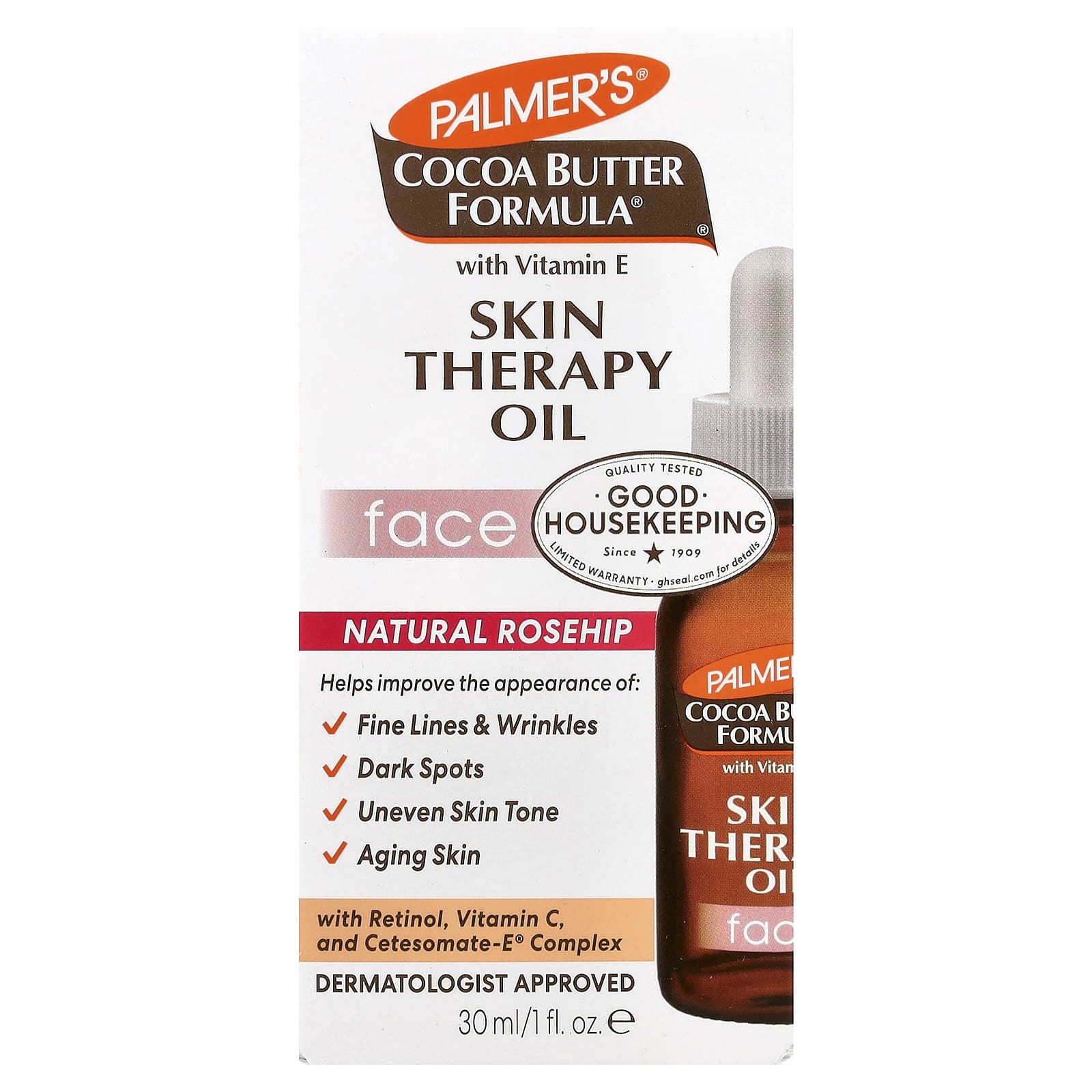 Palmer's, Cocoa Butter Formula® with Vitamin E, Face Skin Therapy Oil, Natural Rosehip, 1 fl oz (30 ml)