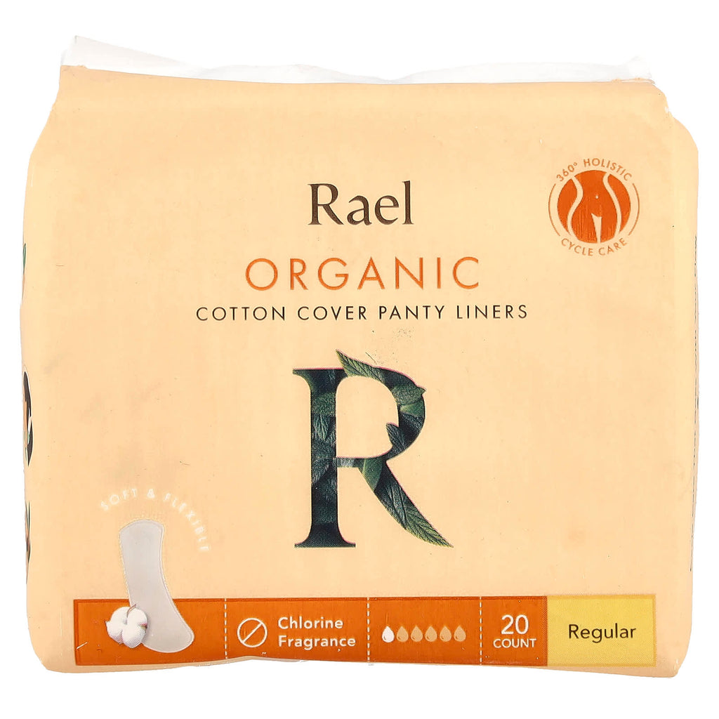 Rael, Organic Cotton Cover Panty Liners, Regular, 20 Count