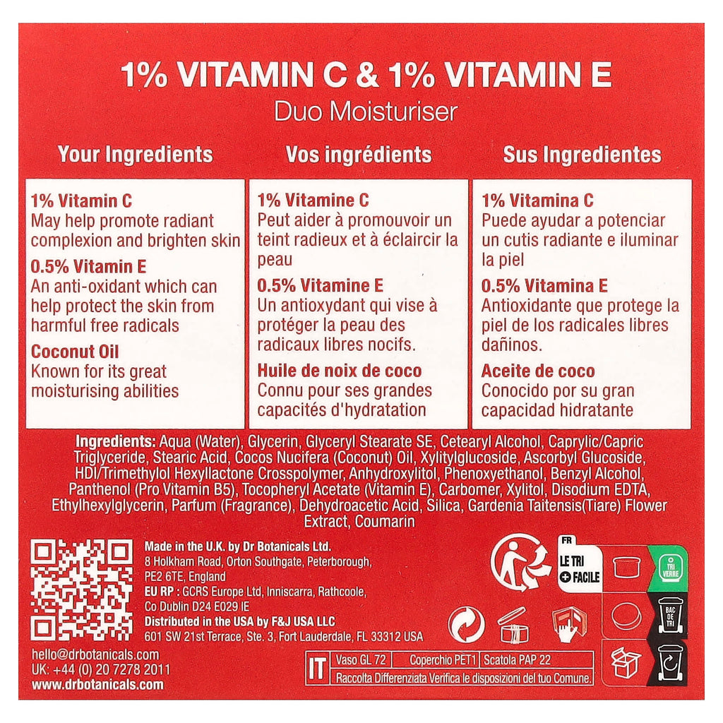 Dr. Botanicals, Vitamin C & Vitamin E, Brightening Duo Moisturizer, 2 fl oz (60 ml)