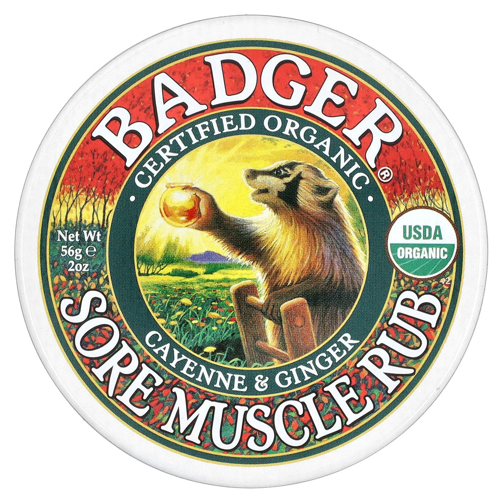 Badger, Organic Sore Muscle Rub, Cayenne & Ginger, 2 oz (56 g)