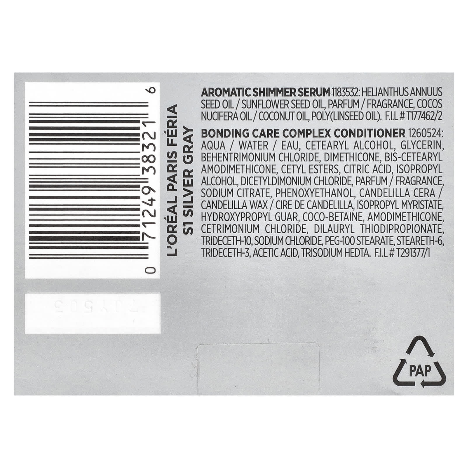 L'Oréal, Feria, Multi-Faceted Shimmering Colour, S1 Smokey Silver, 1 Application