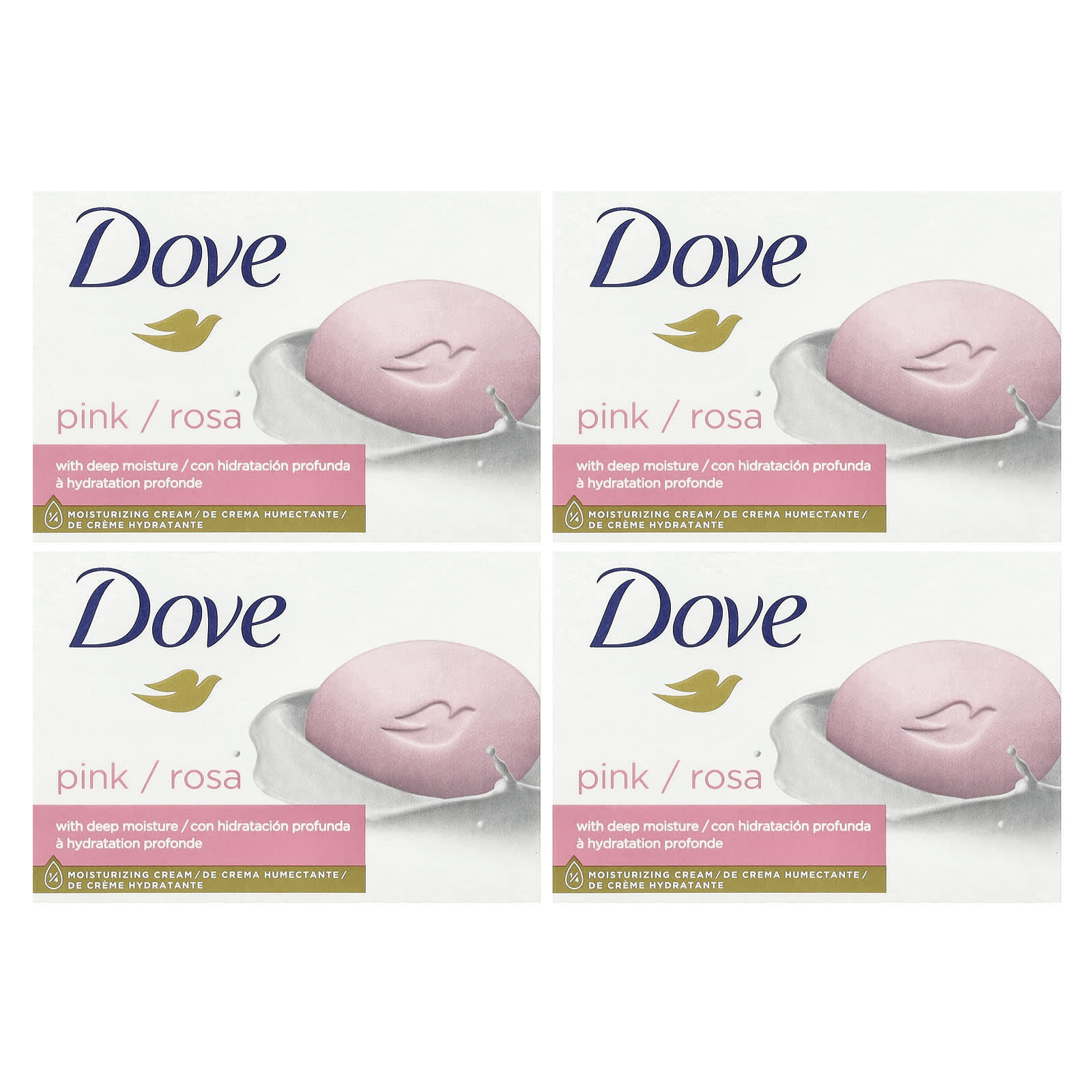Dove, Beauty Bar Soap with Deep Moisture, Pink, 4 Bars, 3.75 oz (106 g) Each