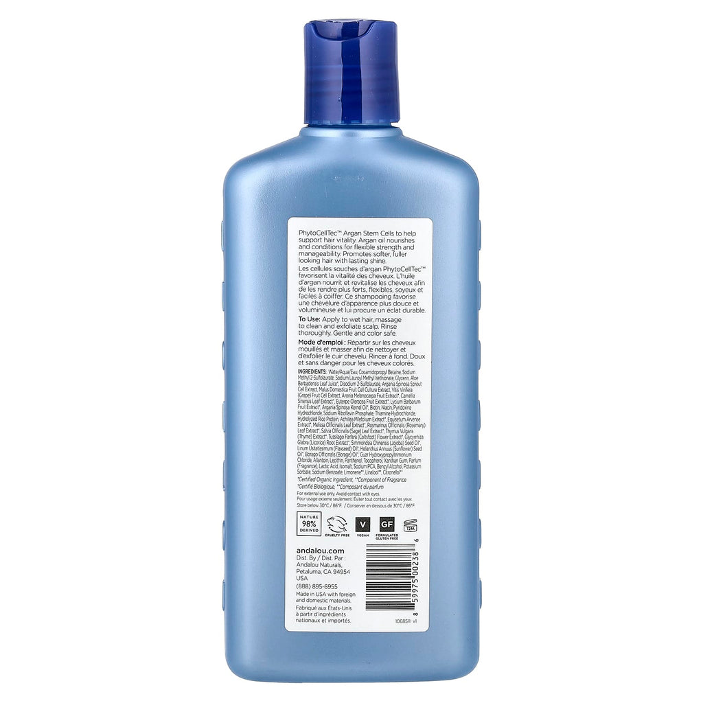 Andalou Naturals, Shampoo, Age Defying, For Thinning Hair, Argan Stem Cell, 11.5 fl oz (340 ml)