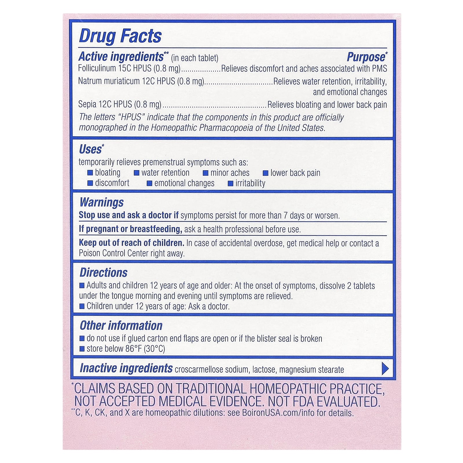 Boiron, Cyclease PMS, Unflavored, 60 Meltaway Tablets