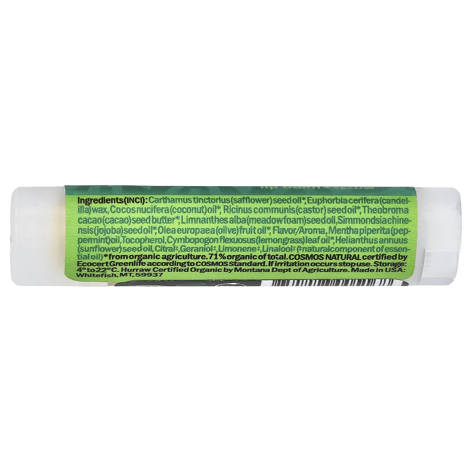 Hurraw! Balm, Lip Balm, Coconut Mint Lemongrass , 0.17 oz (4.8 g)