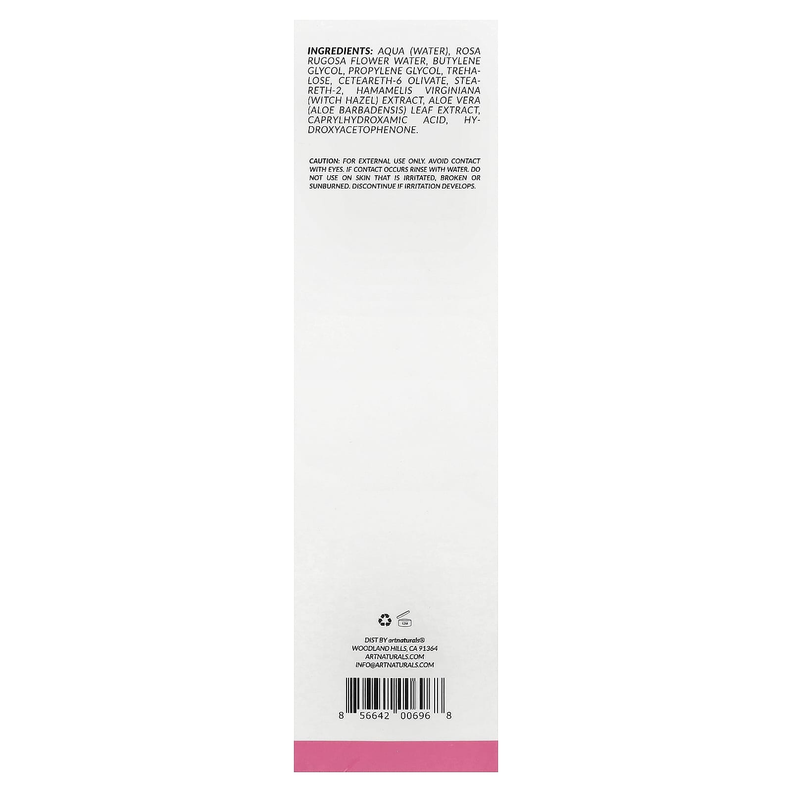 artnaturals, Rose Water Toner, For All Skin Types, 8 fl oz (236 ml)