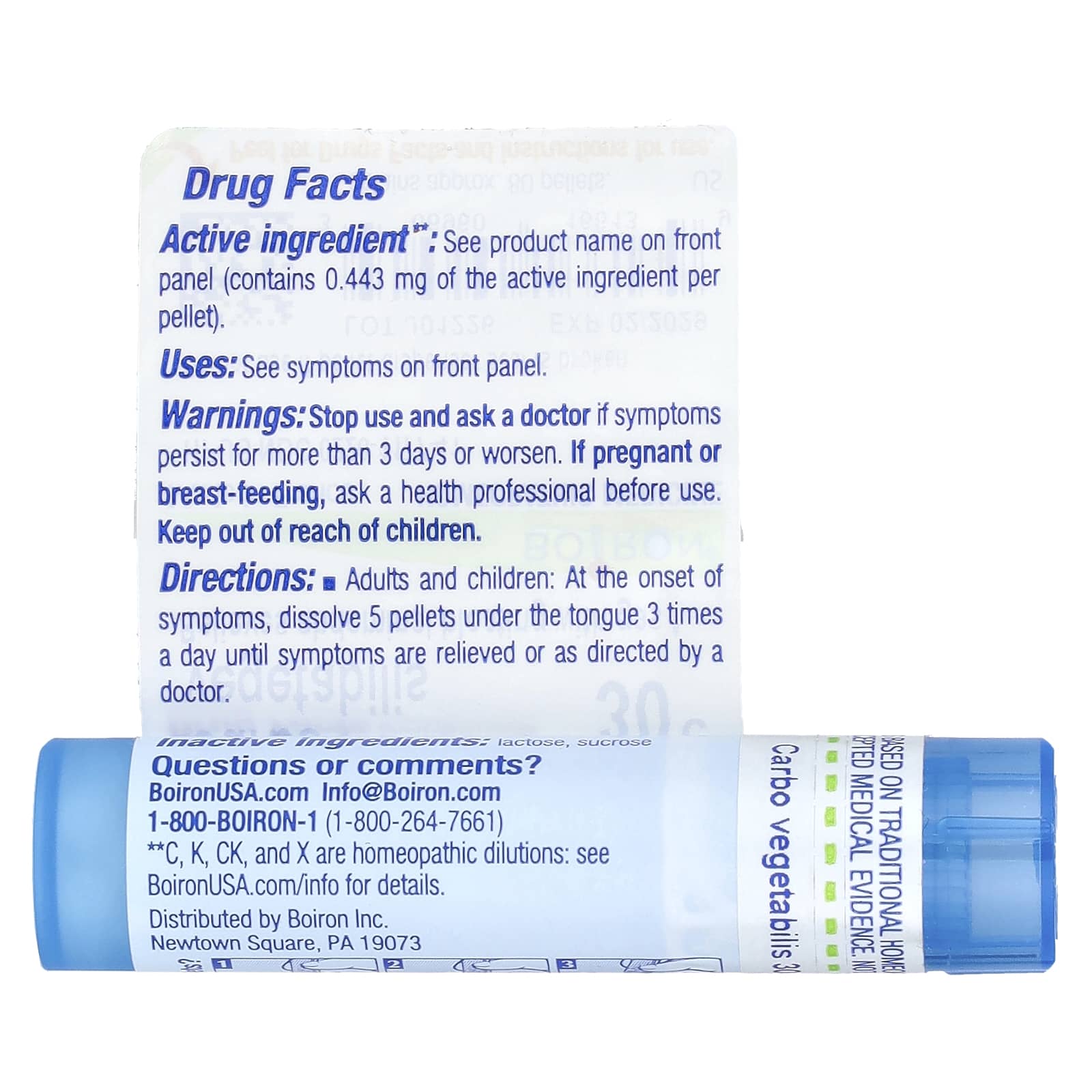 Boiron, Carbo Vegetabilis, 30C, Bloat & Gas Relief, Approx 80 Pellets