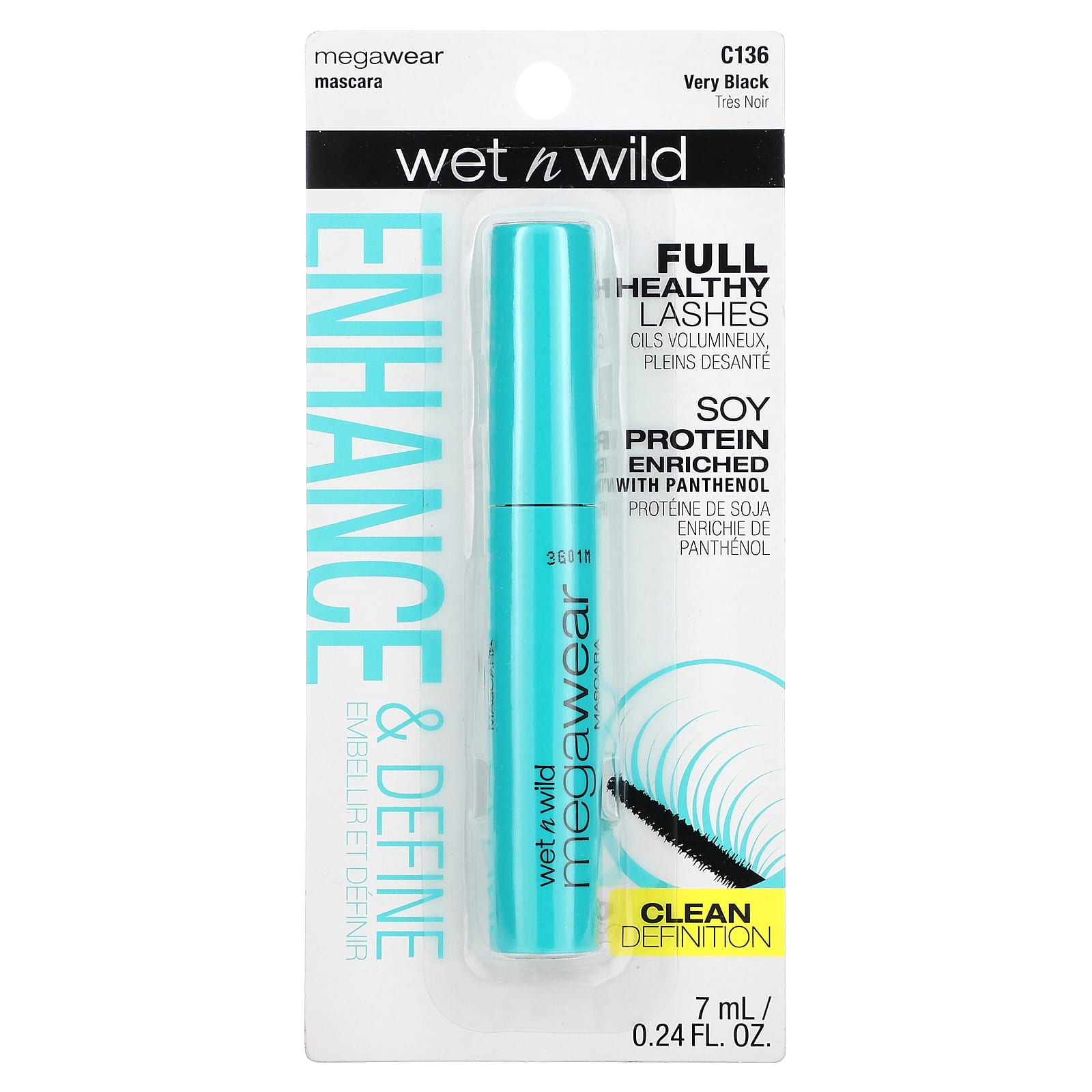 wet n wild, MegaWear Mascara, C136 Very Black, 0.24 fl oz (7 ml)