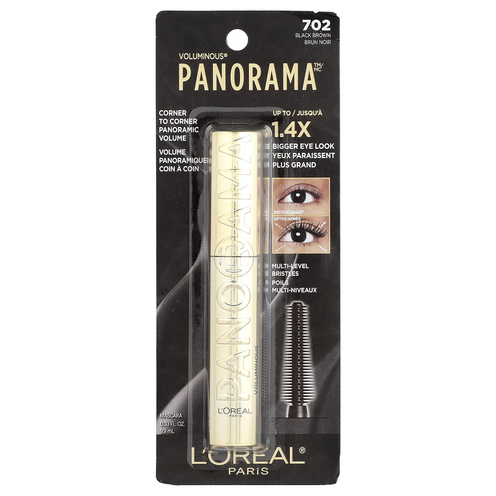 L'Oréal, Voluminous® Panorama™ Mascara, 702 Black Brown , 0.33 fl oz (9.9 ml)