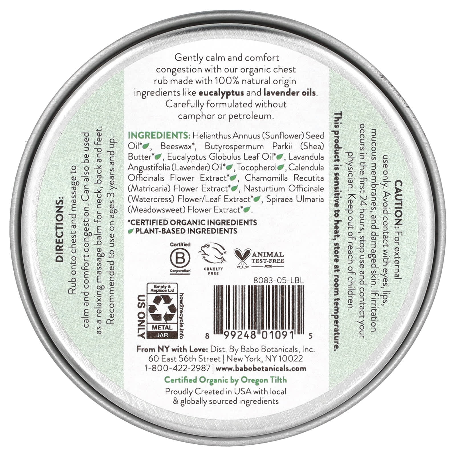 Babo Botanicals, Eucalyptus Remedy, Smoothing Chest Rub, 2 oz (56 g)