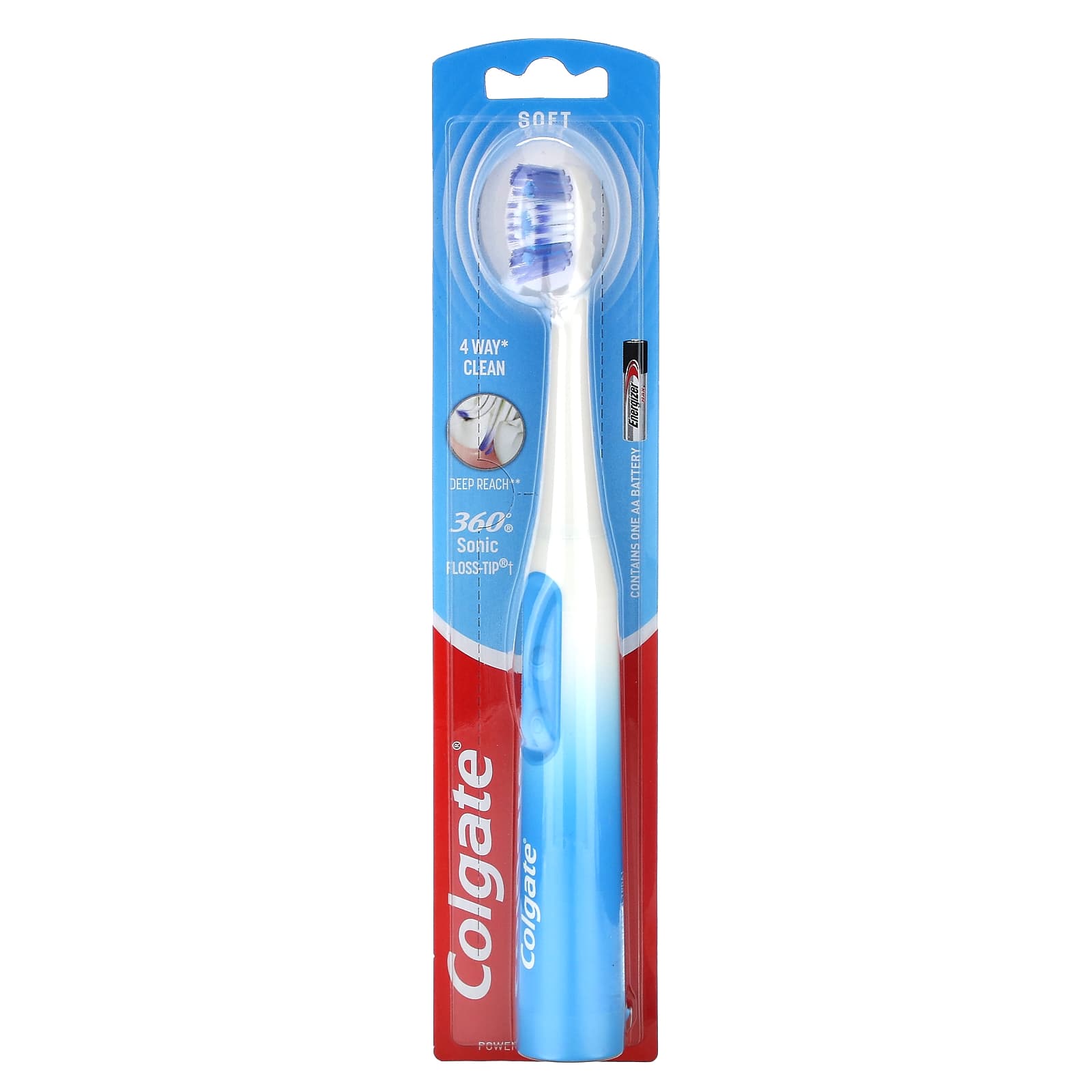 Colgate, 360 Sonic Floss-Tip, Powered Battery Toothbrush, 1 Toothbrush