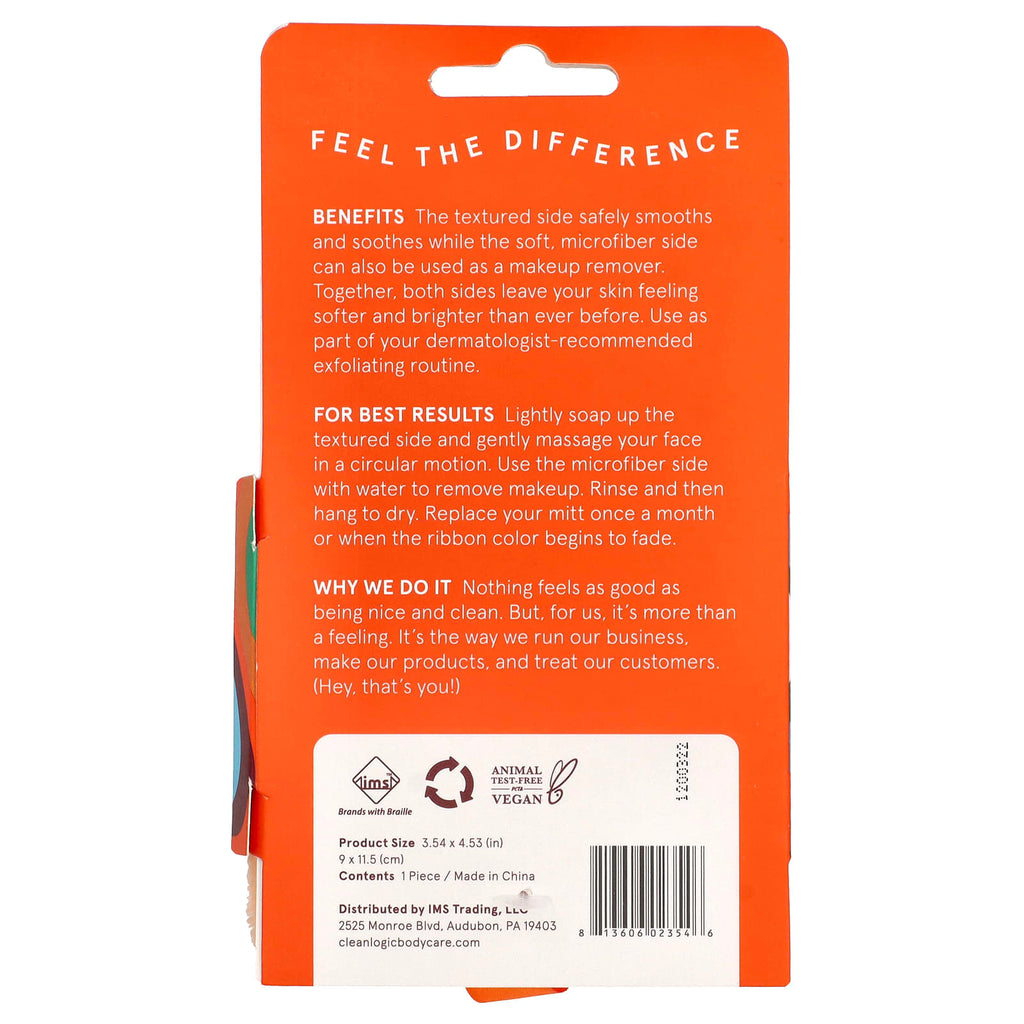 CleanLogic, Bath and Body, Dual-Texture Facial Mitt, 1 Count