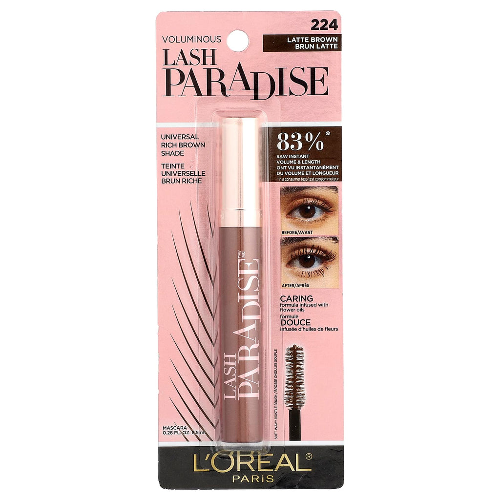 L'Oréal, Voluminous Lash Paradise Mascara, 224 Latte Brown, 0.28 fl oz (8.5 ml)