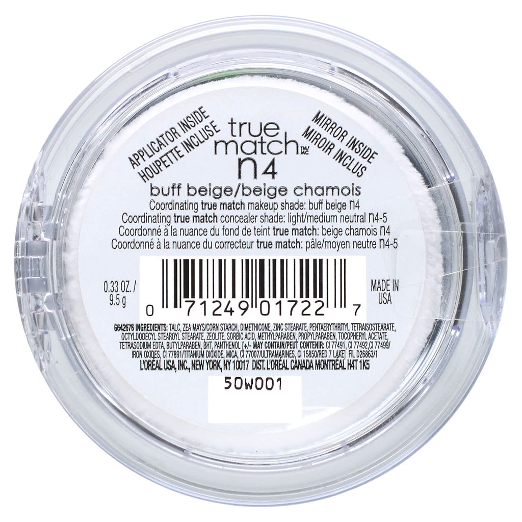L'Oréal, True Match, Super-Blendable Powder, N4 Buff Beige, 0.33 oz (9.5 g)