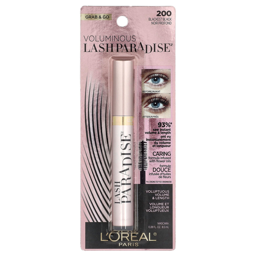 L'Oréal, Voluminous Lash Paradise™ Mascara, 200 Blackest Black, 0.28 fl oz (8.5 ml)